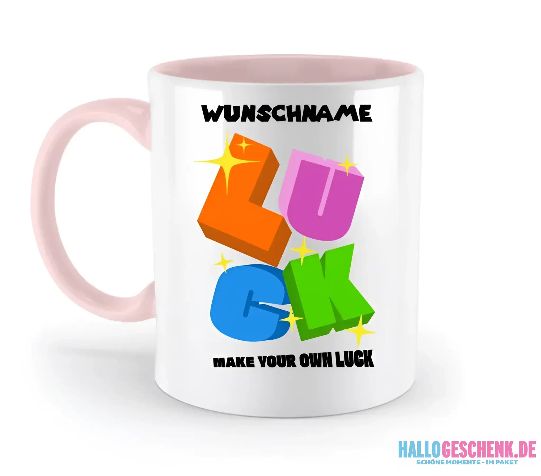 Luck + dein Name • zweifarbige Tasse spülmaschinengeeignet • Exklusivdesign • personalisiert
