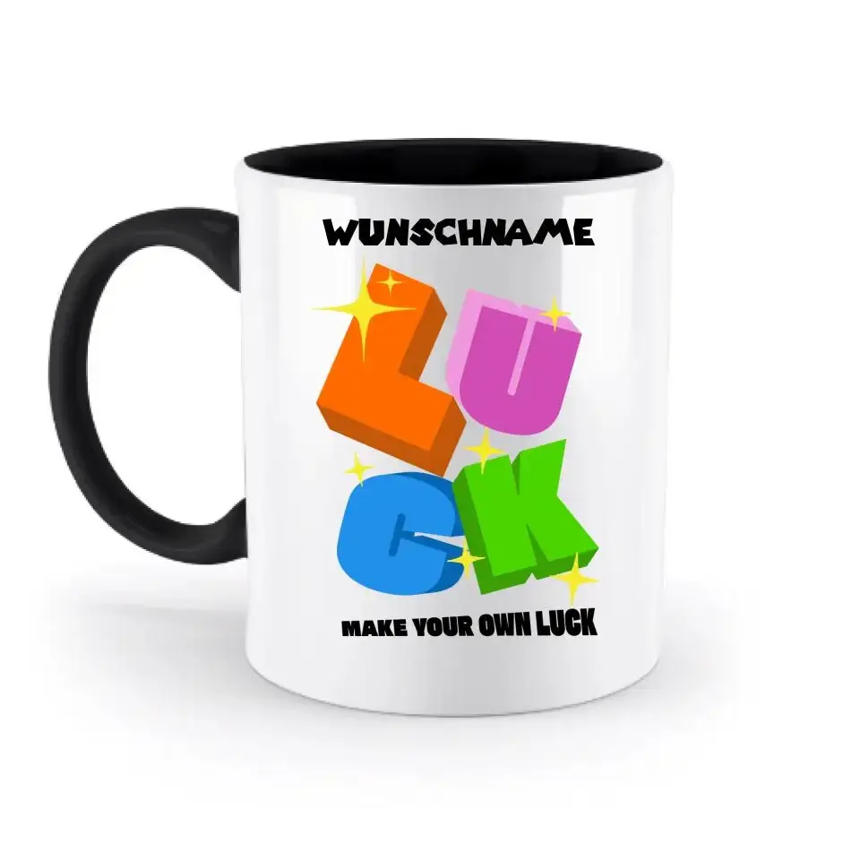 Luck + dein Name • zweifarbige Tasse spülmaschinengeeignet • Exklusivdesign • personalisiert