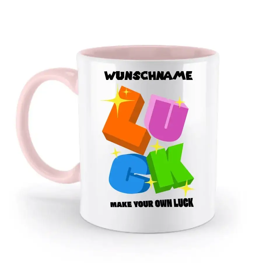 Luck + dein Name • zweifarbige Tasse spülmaschinengeeignet • Exklusivdesign • personalisiert