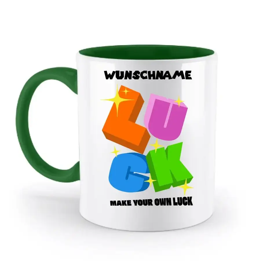 Luck + dein Name • zweifarbige Tasse spülmaschinengeeignet • Exklusivdesign • personalisiert