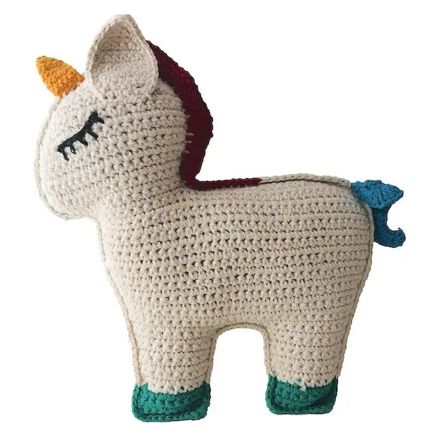 Luna-Leena Einhorn Kuschelregenbogen – Bio-Baumwolle – handgehäkelt in Nepal