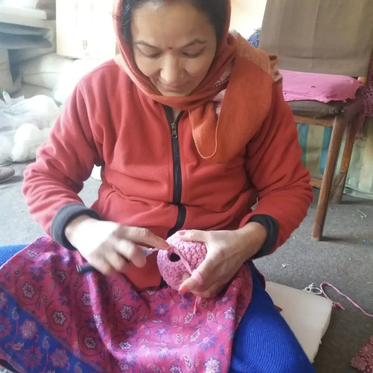 Luna-Leena Hase / Kaninchen rosa - Baumwolle - handgehäkelt in Nepal