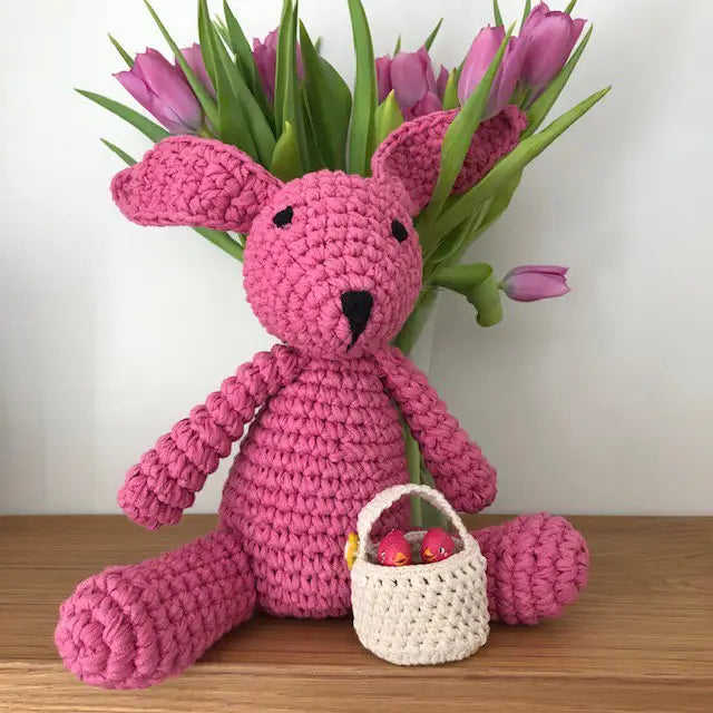 Luna-Leena Hase / Kaninchen rosa - Baumwolle - handgehäkelt in Nepal