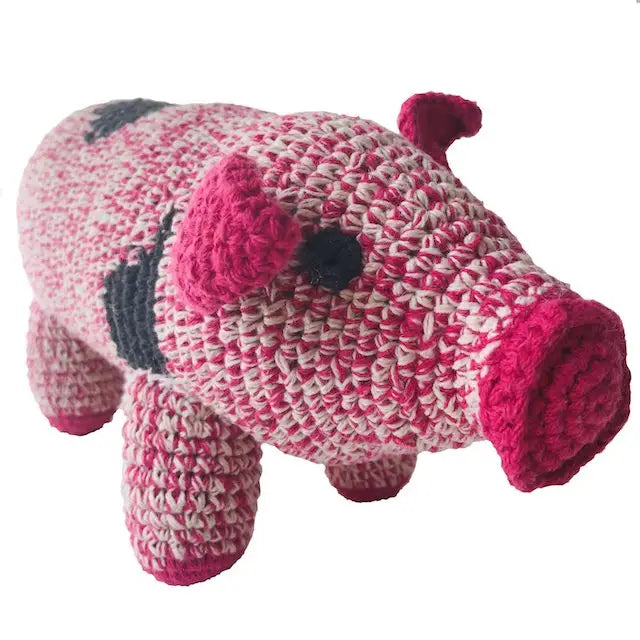 Luna-Leena Schwein rosa – Bio-Baumwolle – handgehäkelt in Nepal
