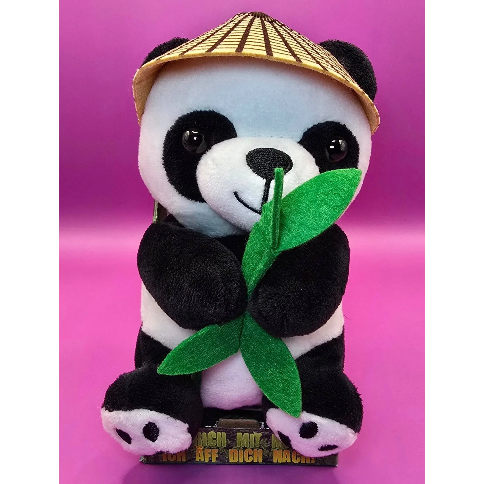 Lustiger Laber-Panda BAO BAO, der alles nachplappert • inkl. Hut und Bambus • 14,5x12x18 cm • Labertiere