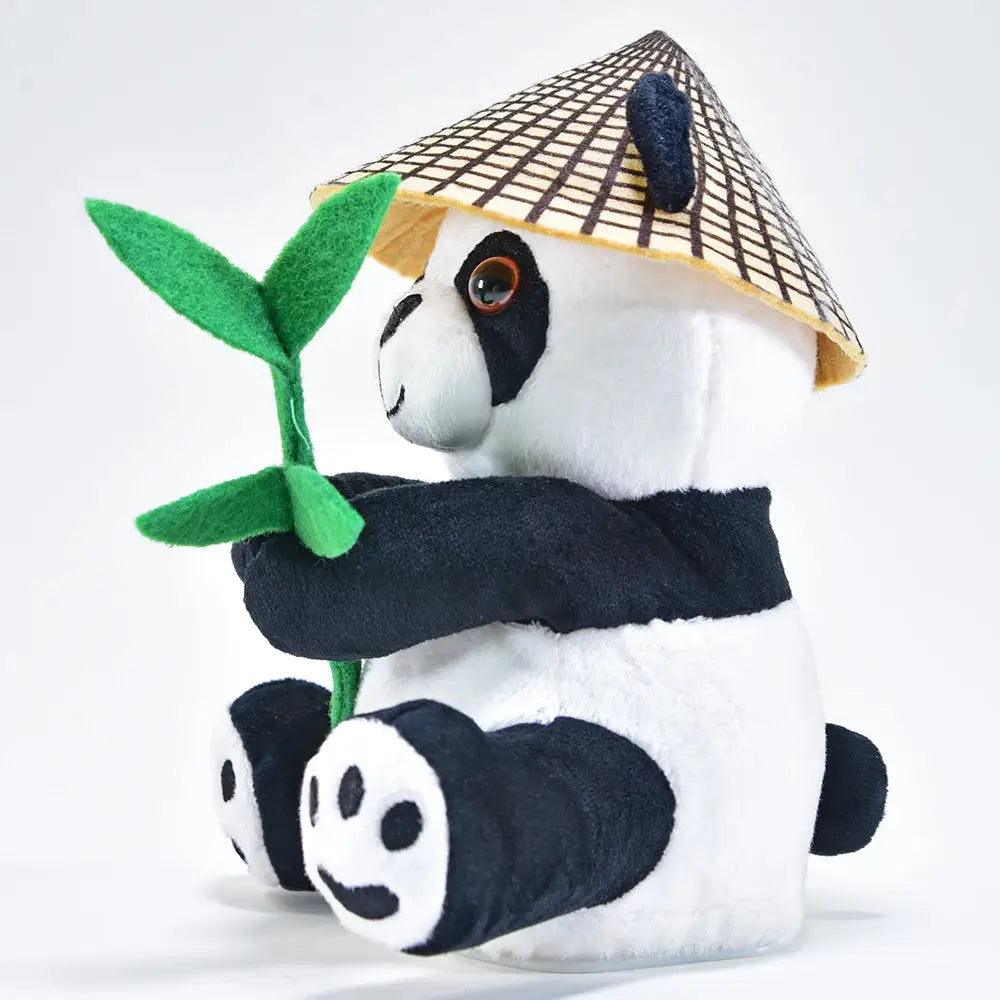 Lustiger Laber-Panda BAO BAO der alles nachplappert • inkl. Hut und Bambus • 14,5x12x18 cm • Labertiere - Labertiere