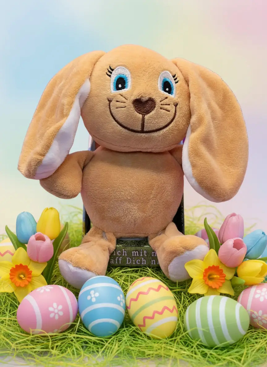 Lustiger Laber-Schlappohrhase SOCKE der alles nachplappert • 15x10x17 cm • Labertiere - Labertiere