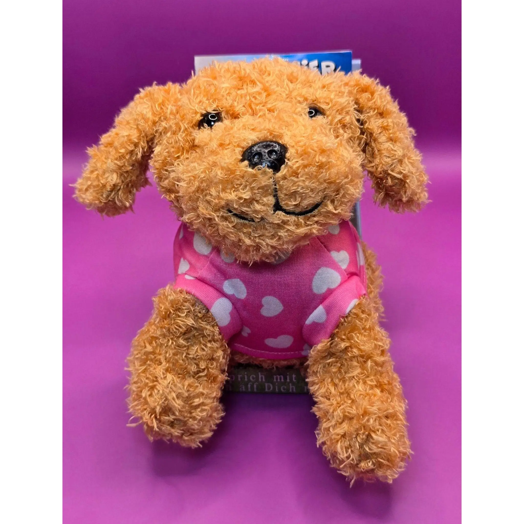 Lustiger Laber-Zwergpudel SISSI, der alles nachplappert • inkl. rosa Pullover • 16x16x17,5 cm • Labertiere
