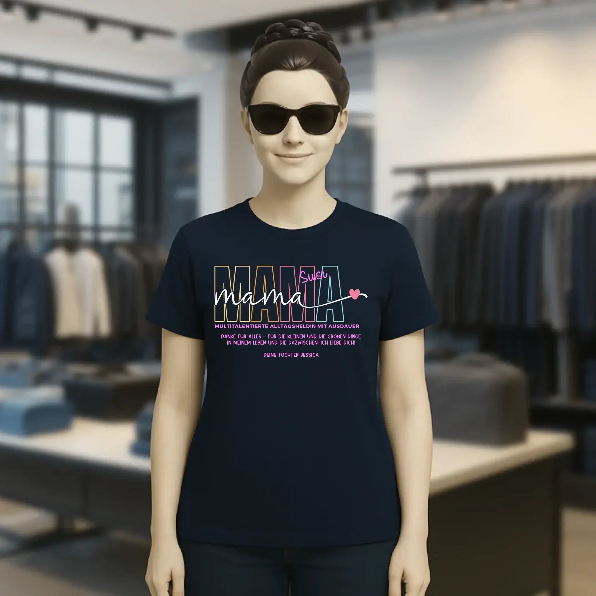MAMA: Multitalentierte Alltagsheldin mit Ausdauer + Wunschname + Botschaft • Ladies Premium T-Shirt XS-2XL aus Bio-Baumwolle für Damen • Exklusivdesign • personalisiert