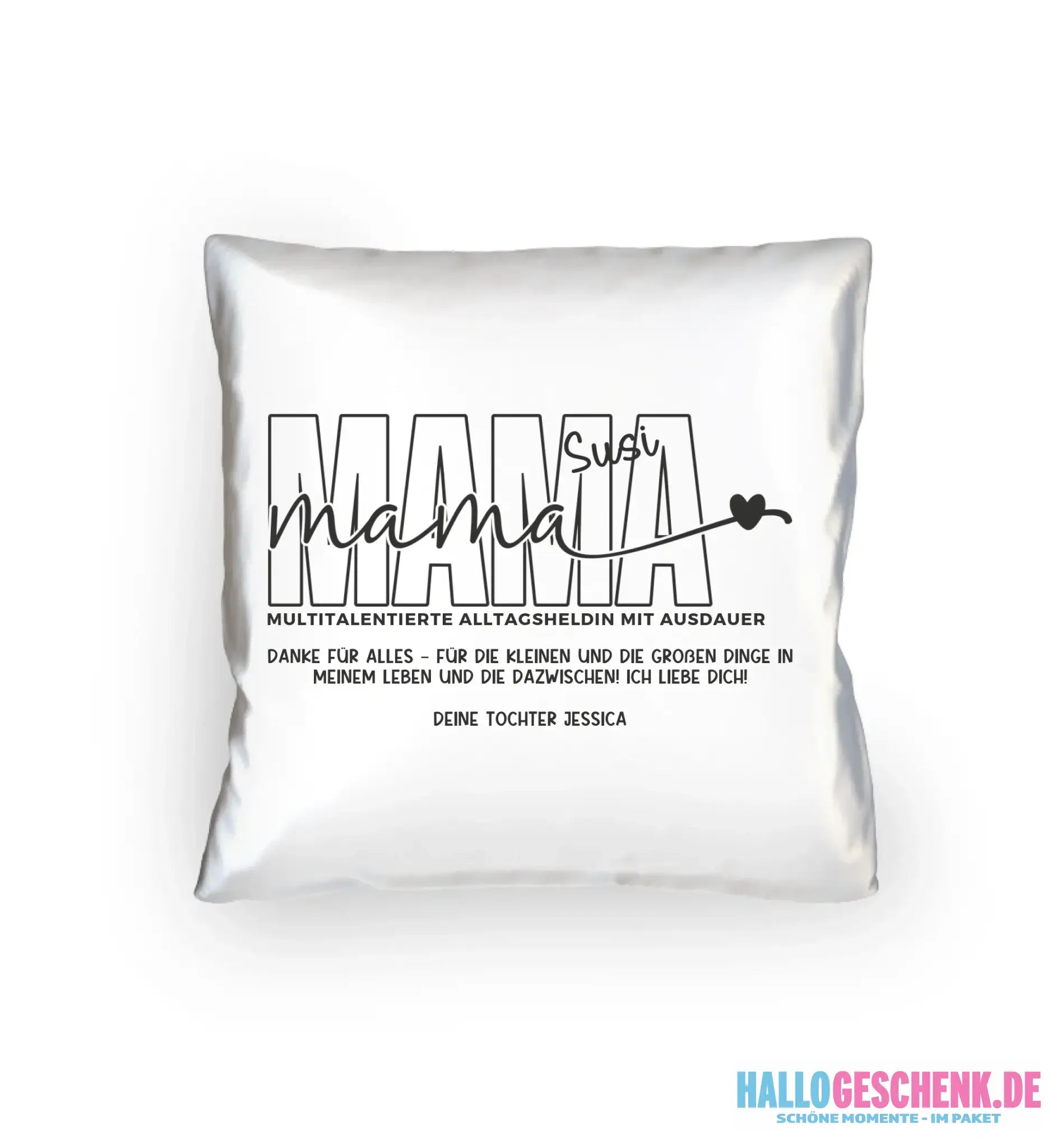 MAMA: Multitalentierte Alltagsheldin mit Ausdauer + Wunschname + Botschaft • Kissen 40x40 cm • personalisiert - Kissen