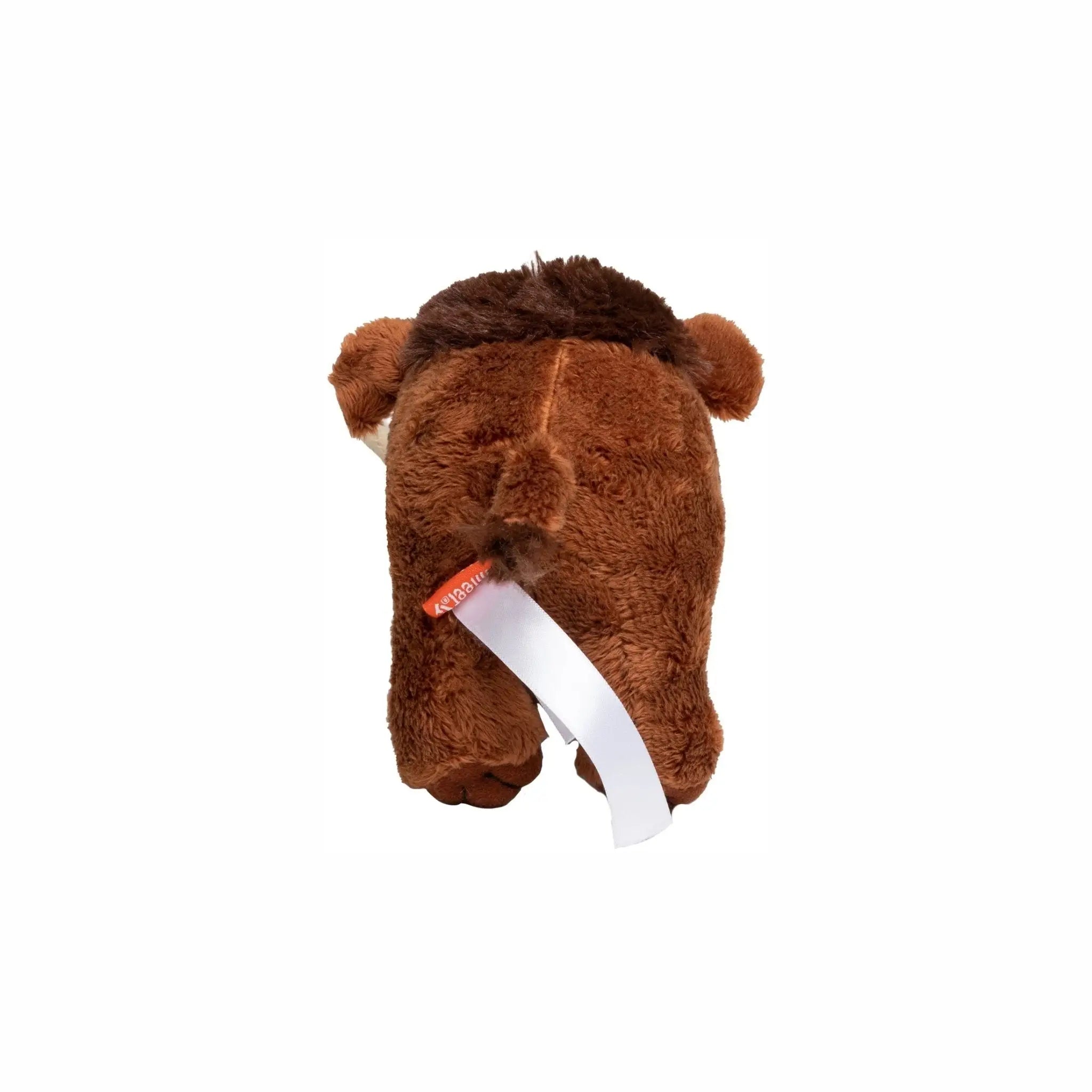 Brauner plüschtier löwe mammut manni mit flauschiger mähne und weichem fell aus stoff
