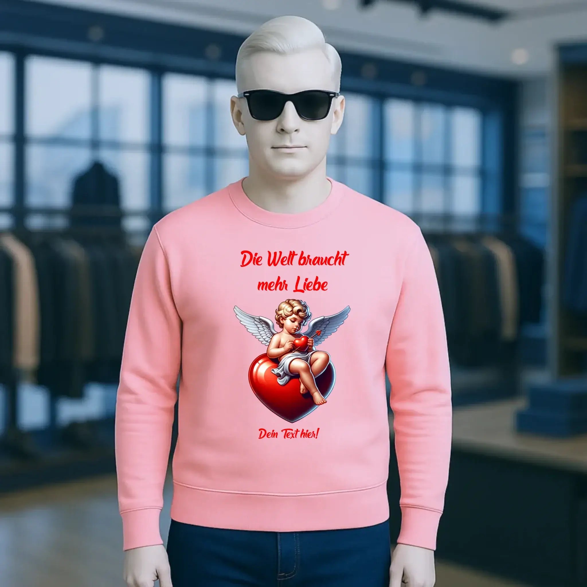 Mehr Liebe • Valentinstag • Unisex Sweatshirt Bio-Baumwolle in 4 Farben XS-3XL • personalisiert
