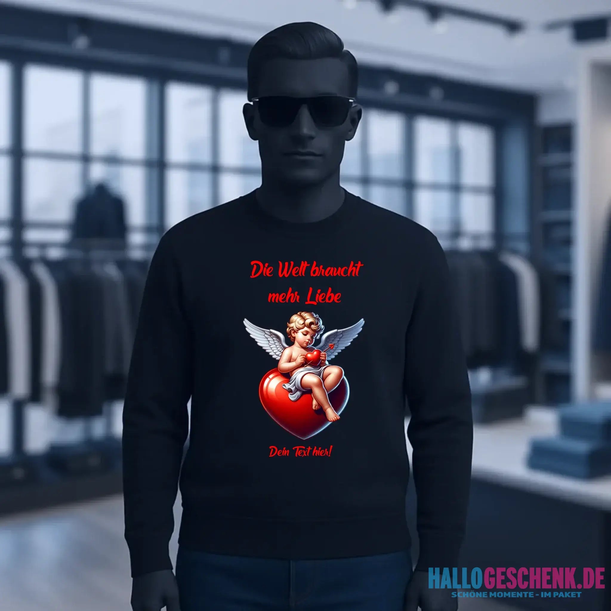 Mehr Liebe • Valentinstag • Unisex Sweatshirt Bio-Baumwolle in 4 Farben XS-3XL • personalisiert