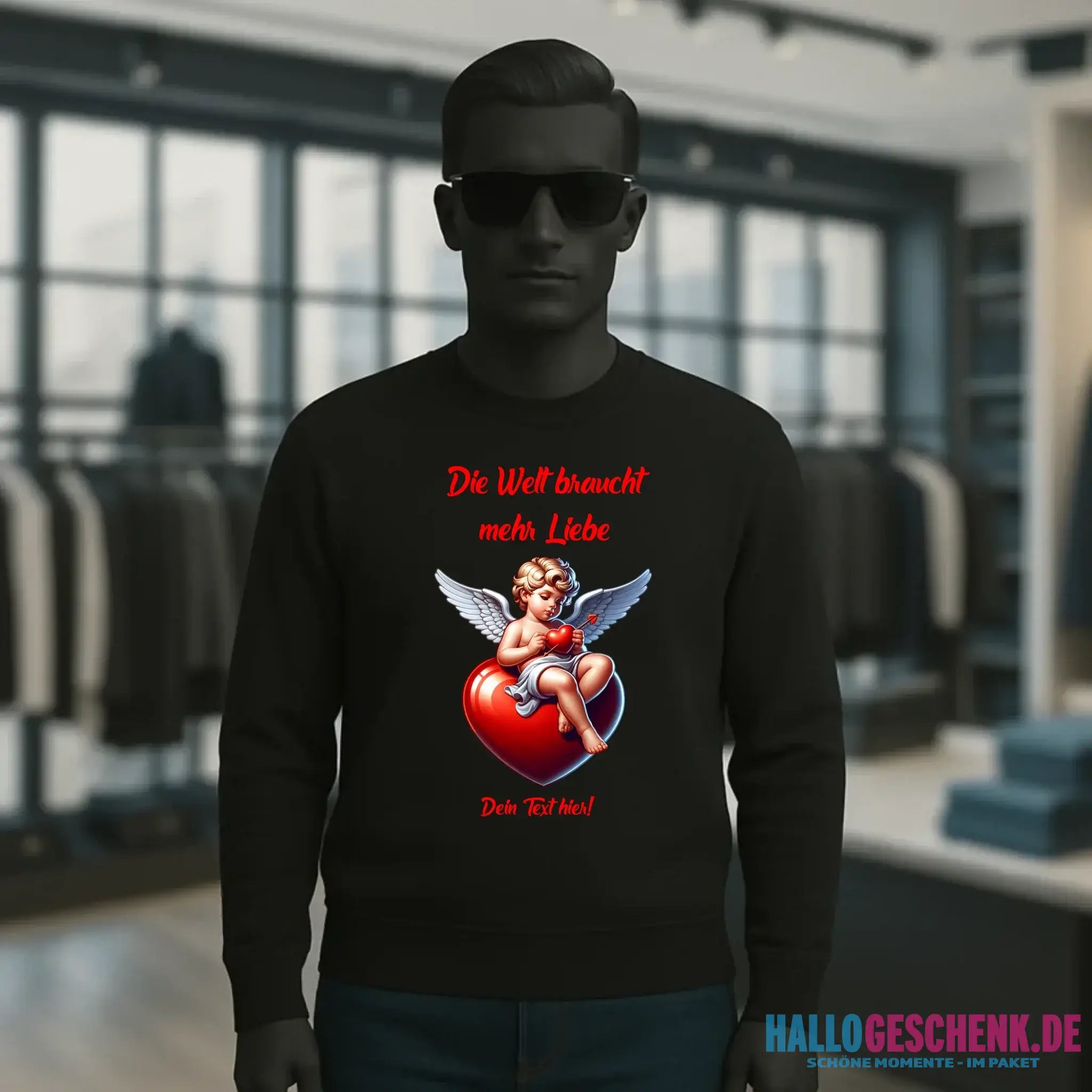 Mehr Liebe • Valentinstag • Unisex Sweatshirt Bio-Baumwolle in 4 Farben XS-3XL • personalisiert