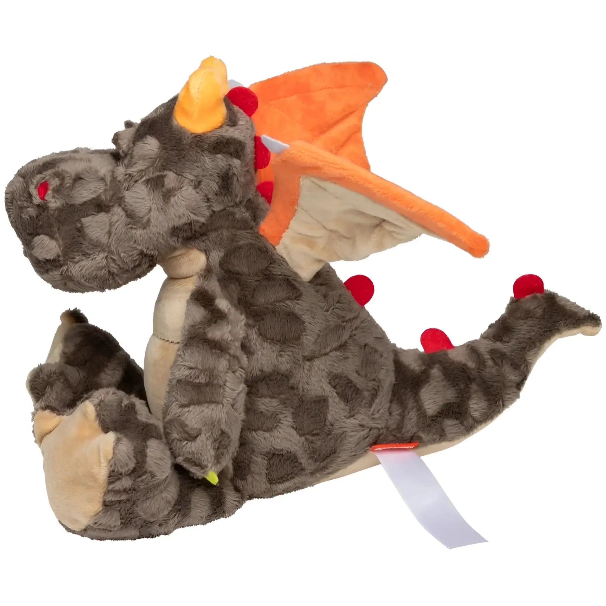 Mini feet drache edda kuschelheldin plüschtier in grau mit orangefarbenen flügeln roter spikes und gelbem horn