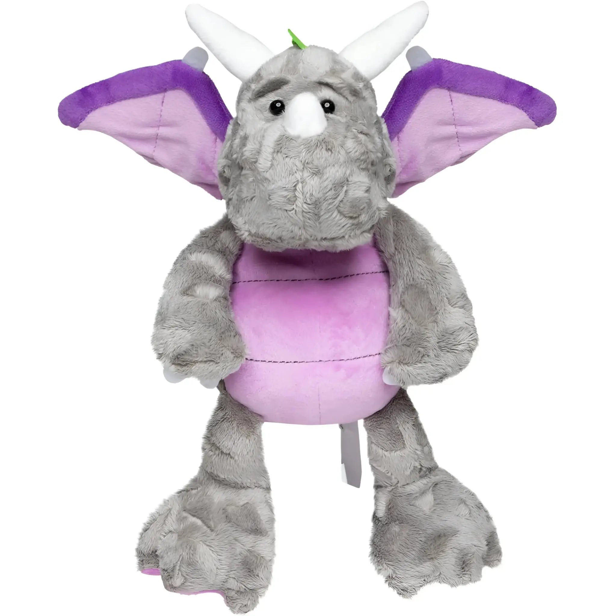 Mini feet® drache smilla kuschelheldin plüschtier grau mit lila flügeln und rosa bauch ab 10 monate