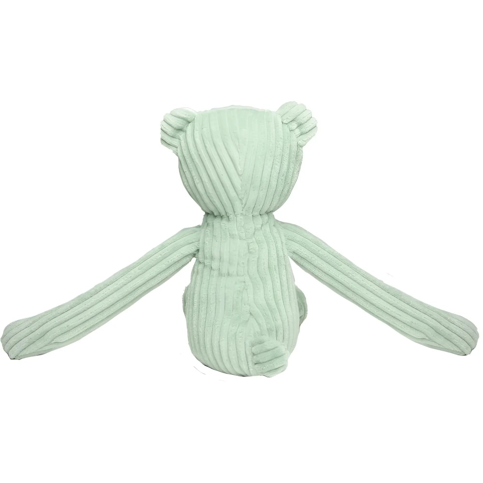 Ein weicher mintgrüner corduroy teddy bär miniboot lanky legends bär mischa mit langen schlanken armen und ohren