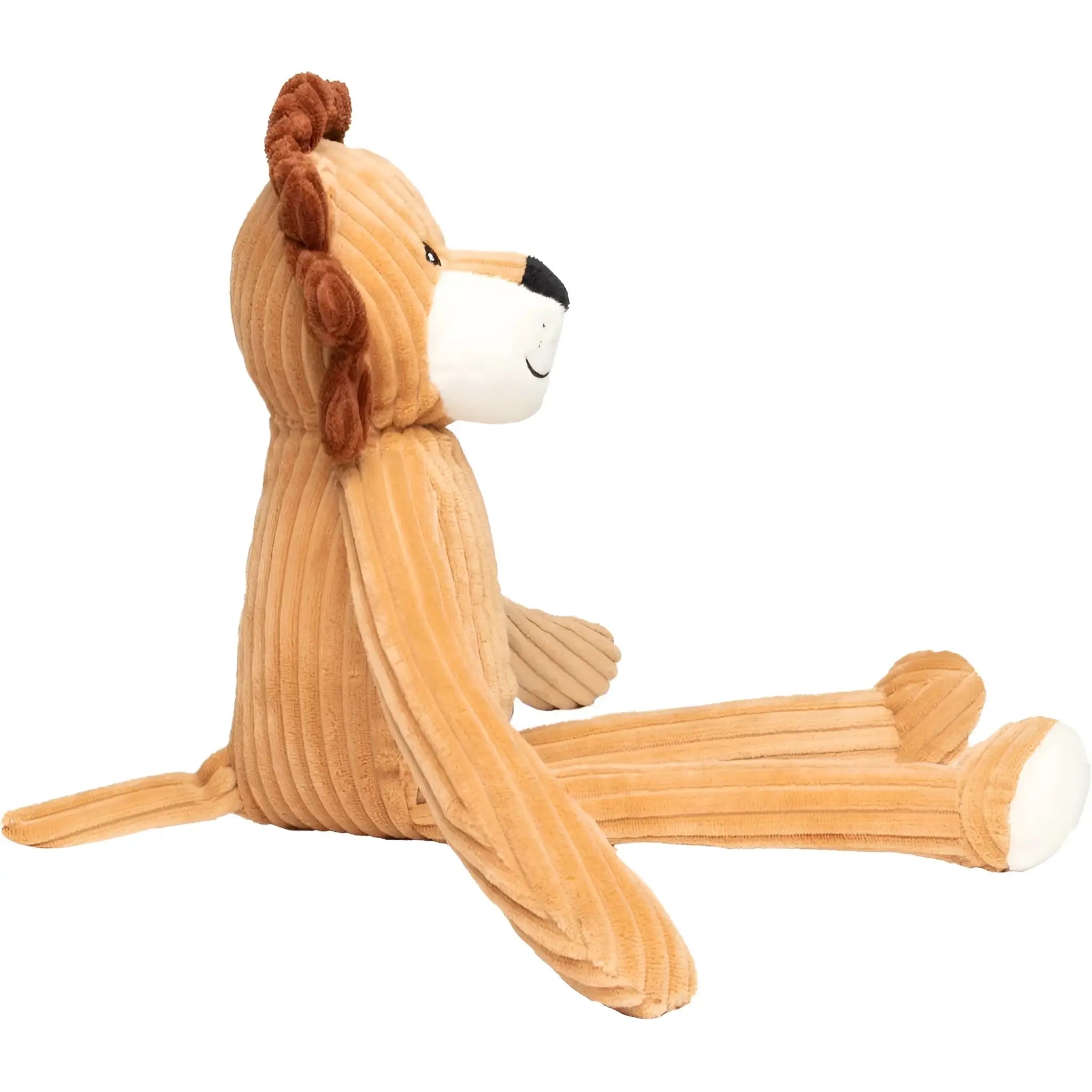 plush lion toy miniFeet® lanky legends löwe leon mit tan corduroy body weiß face paws schwarz nose und braun braided mane