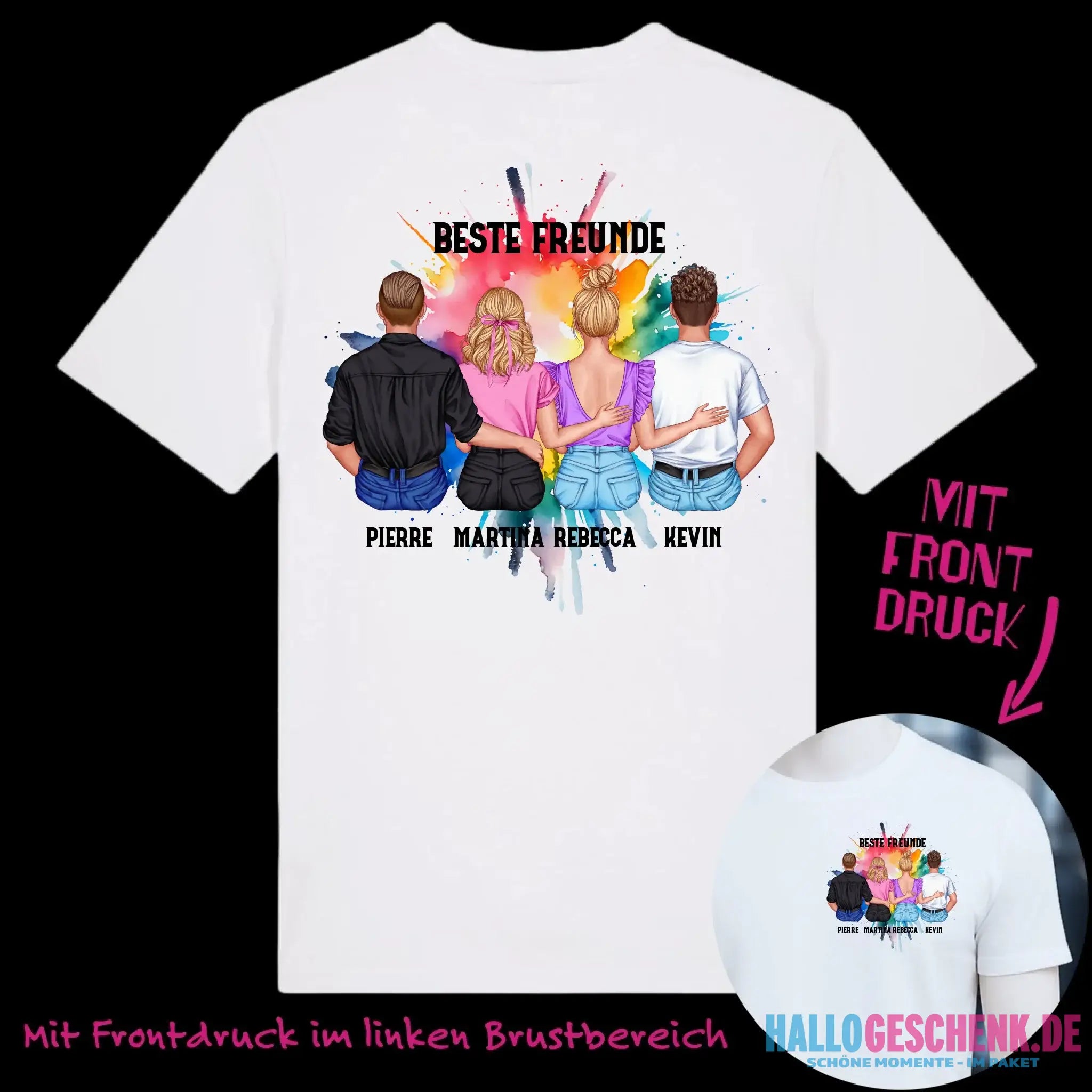 MIX Paare / Freunde • (beidseitiger Druck) • diverse Kombinationen mit Wunschtext • Unisex T-Shirt für Damen & Herren