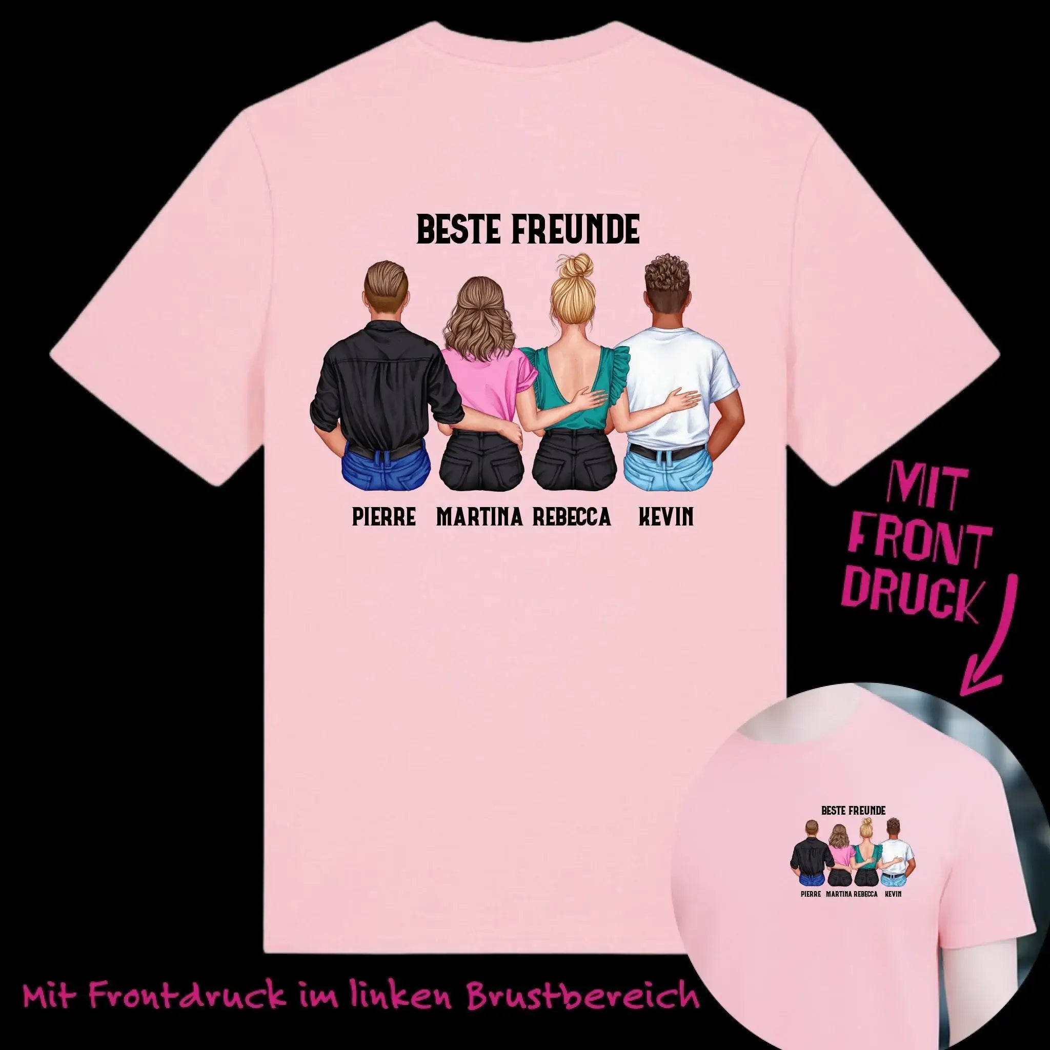 MIX Paare / Freunde • beidseitiger Druck • diverse Kombinationen mit Wunschtext • Unisex T-Shirt für Damen & Herren • Bio • personalisiert