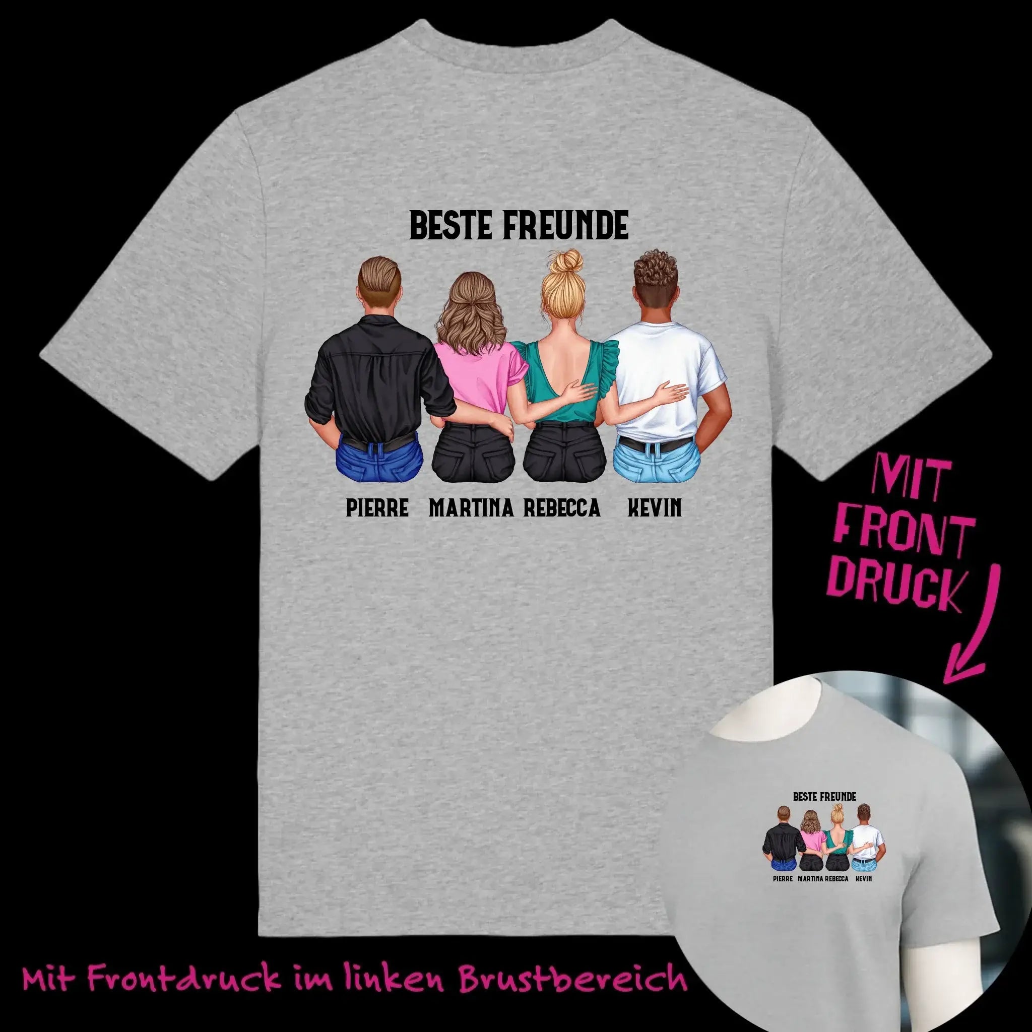 MIX Paare / Freunde • beidseitiger Druck • diverse Kombinationen mit Wunschtext • Unisex T-Shirt für Damen & Herren • Bio • personalisiert