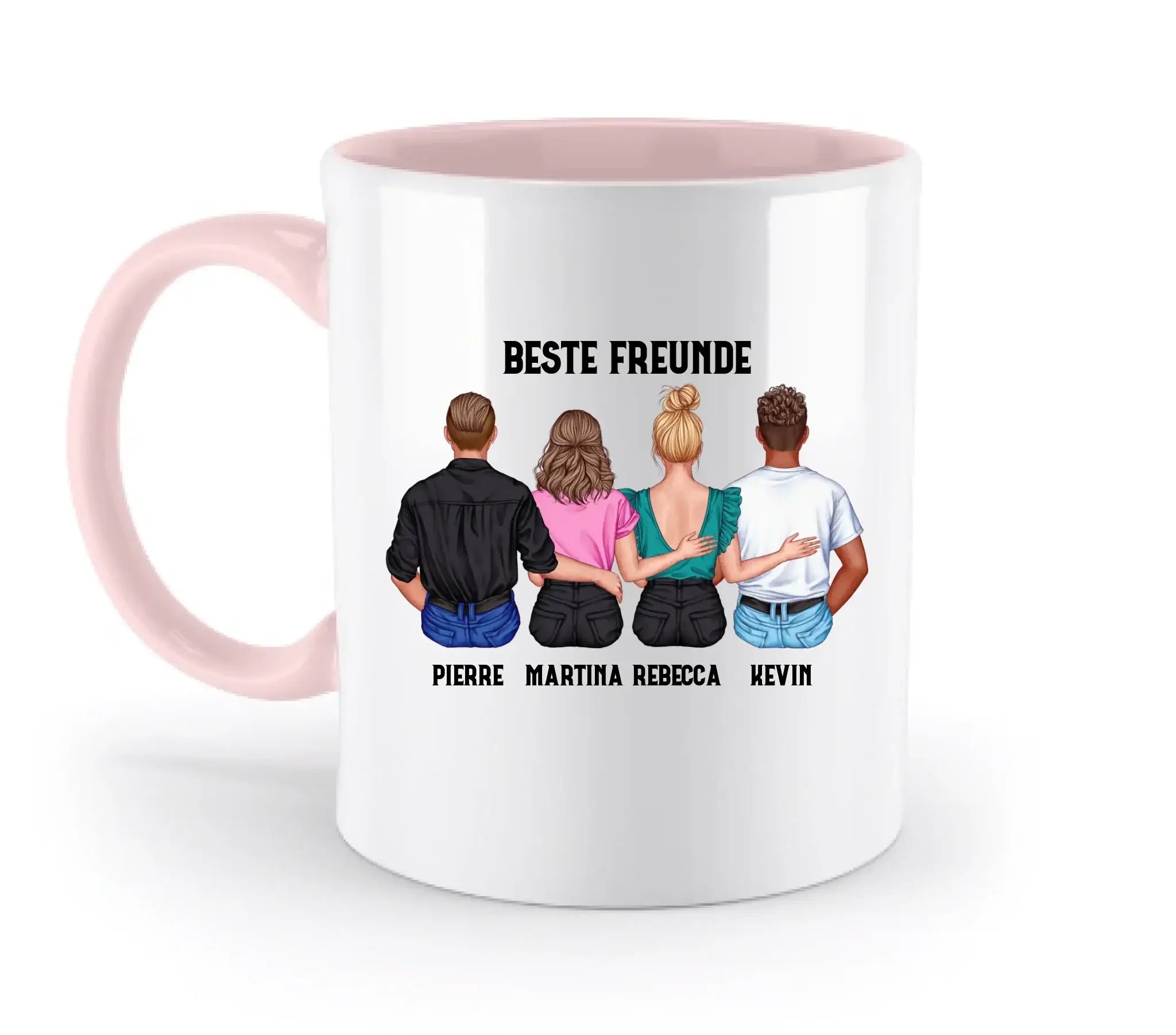 MIX: Paare & Freunde Designer (2-4 personalisierbare Figuren) - Zweifarbige Tasse / Powder-Pink / 330ml