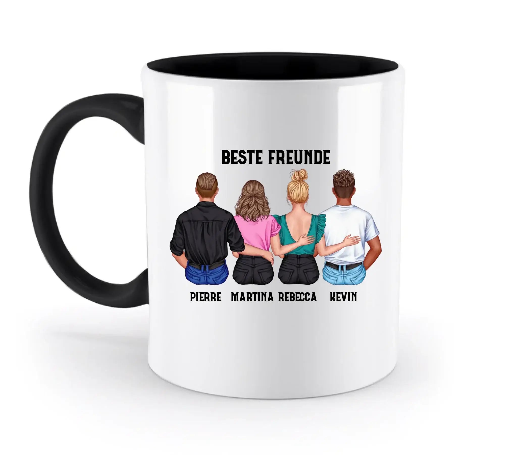 MIX: Paare & Freunde Designer (2-4 personalisierbare Figuren) - Zweifarbige Tasse / Black / 330ml - personalisierbare