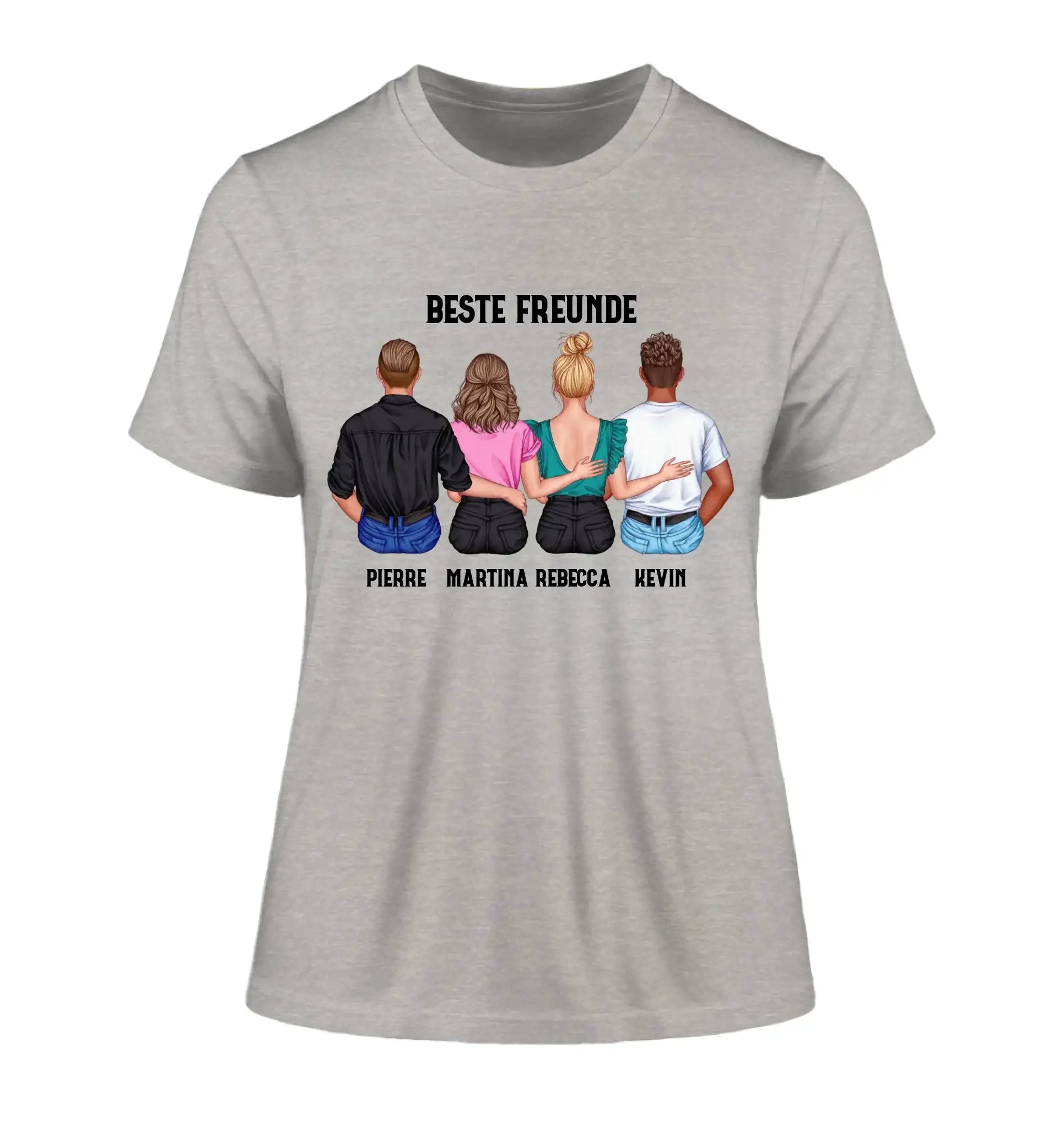 MIX: Paare & Freunde Designer (2-4 personalisierbare Figuren) - Damen T-Shirt (Fitted) • Bio / Heather Grey / 2XL