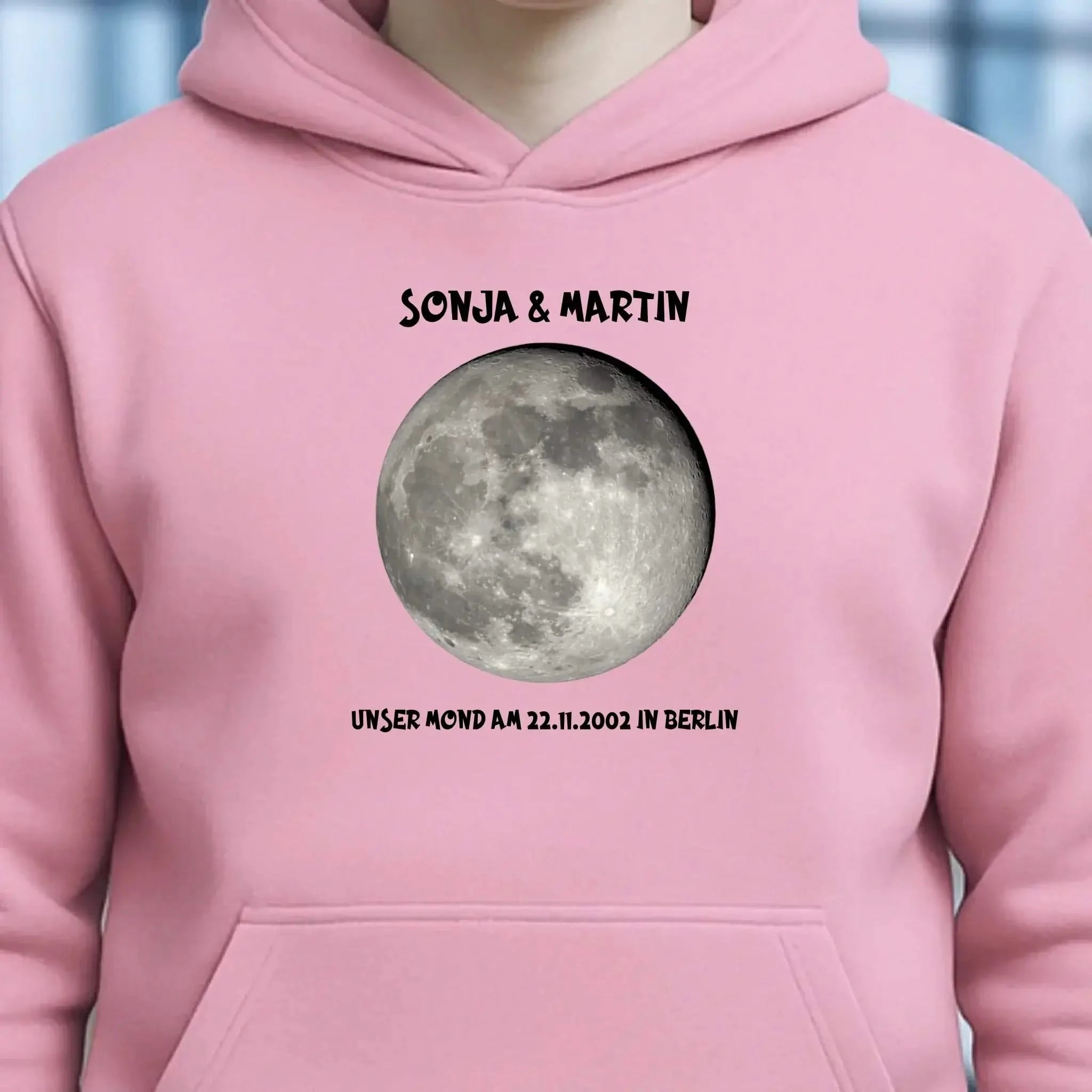 MONDPHASE Blau/Silber/Gold mit Wunschtext • Unisex Hoodie für Damen & Herren • Bio • personalisiert