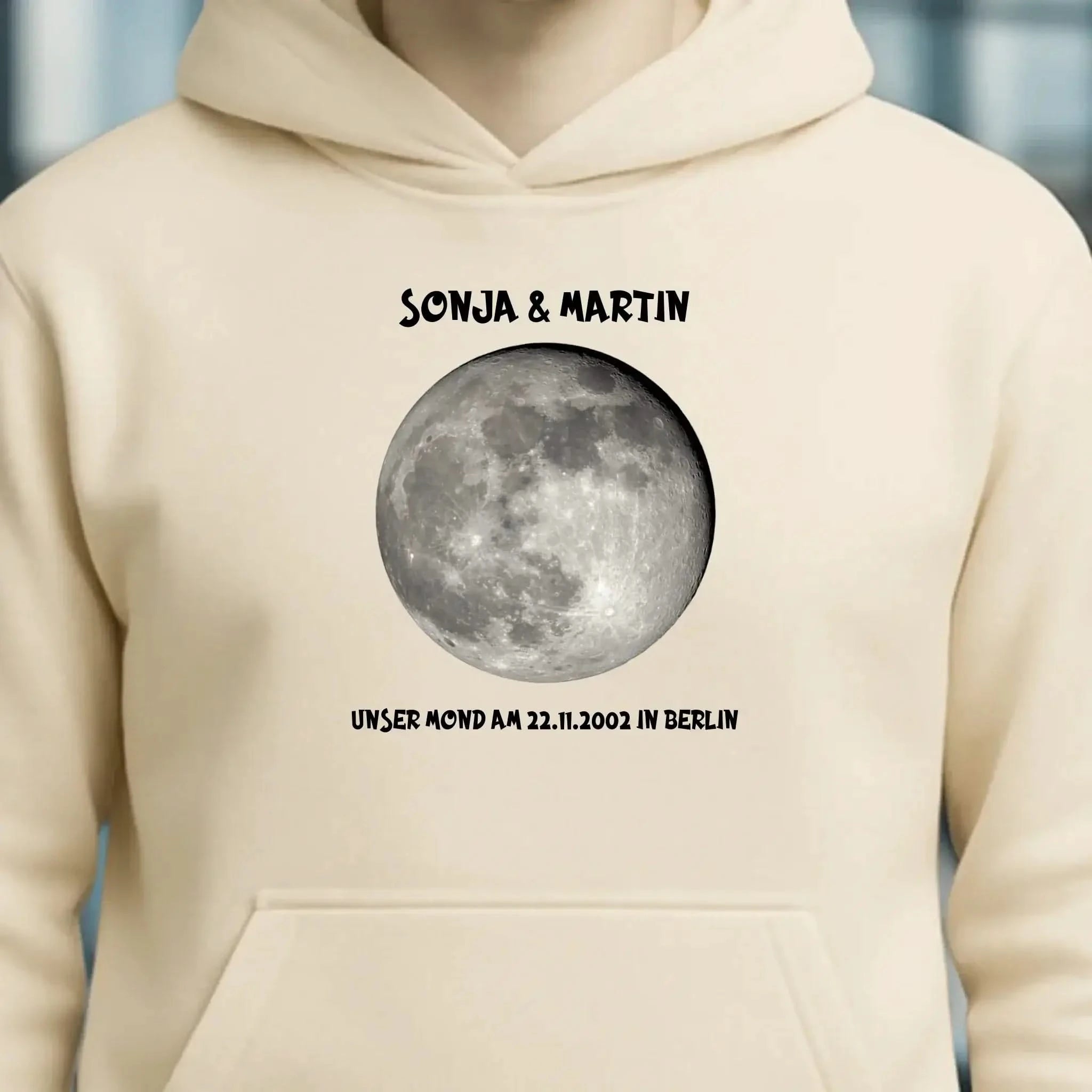 MONDPHASE Blau/Silber/Gold mit Wunschtext • Unisex Hoodie für Damen & Herren • Bio • personalisiert