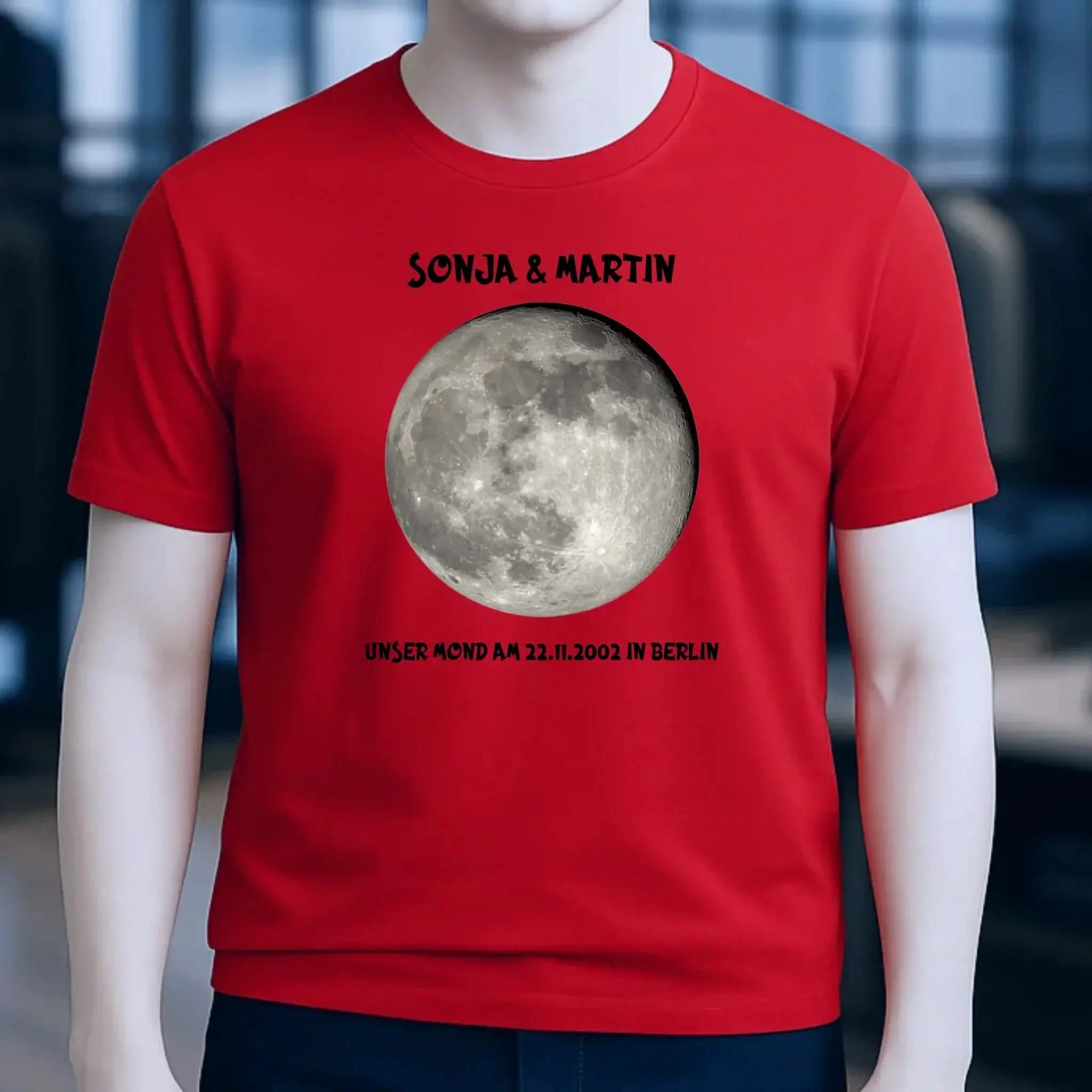 MONDPHASE Blau/Silber/Gold mit Wunschtext • Unisex T-Shirt für Damen & Herren • Bio • personalisiert