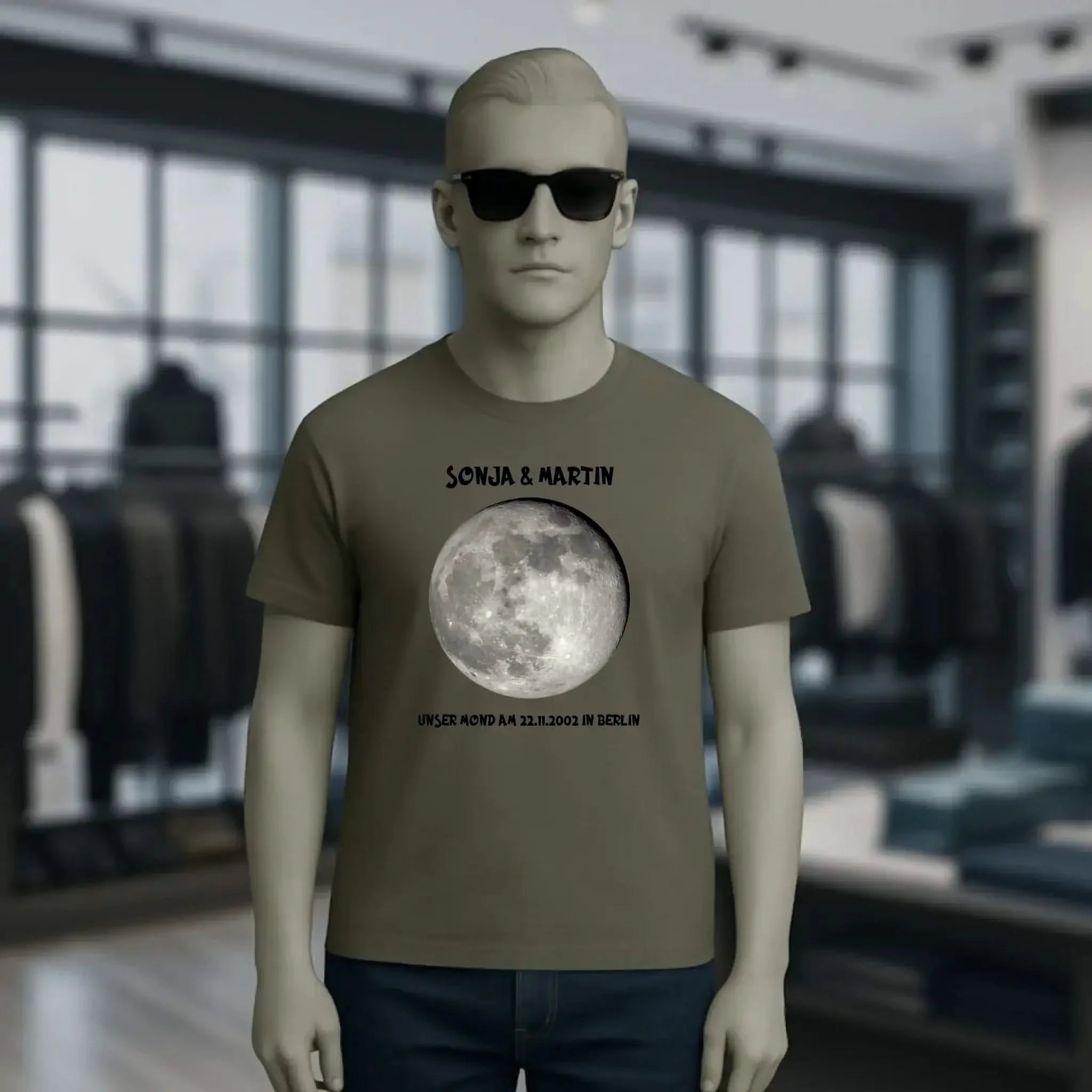 MONDPHASE Blau/Silber/Gold mit Wunschtext • Unisex T-Shirt für Damen & Herren • Bio • personalisiert