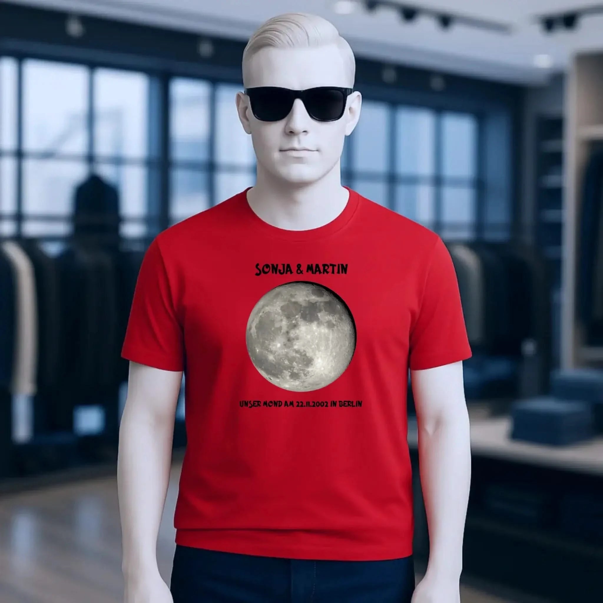 MONDPHASE Blau/Silber/Gold mit Wunschtext • Unisex T-Shirt für Damen & Herren • Bio • personalisiert