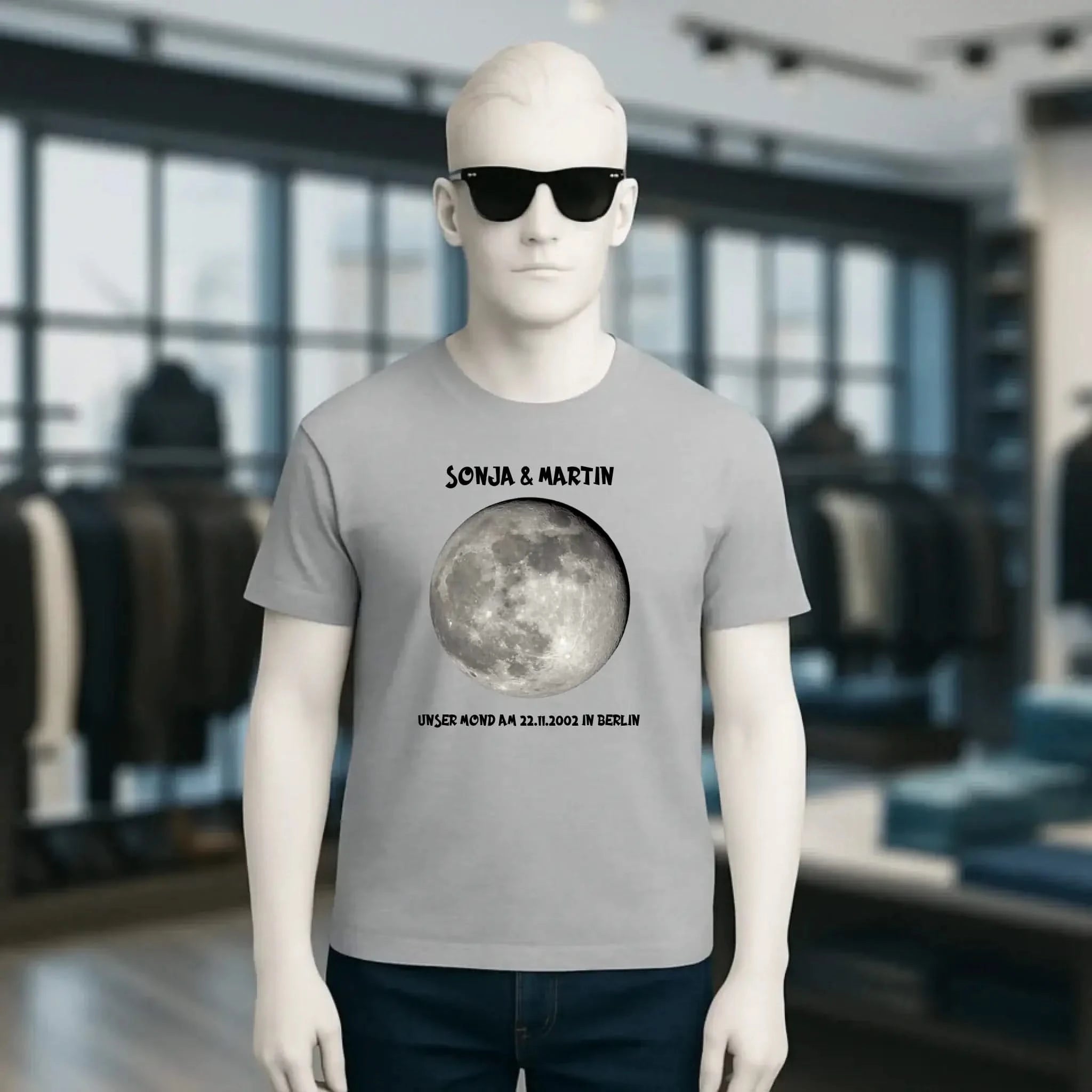 MONDPHASE Blau/Silber/Gold mit Wunschtext • Unisex T-Shirt für Damen & Herren • Bio • personalisiert