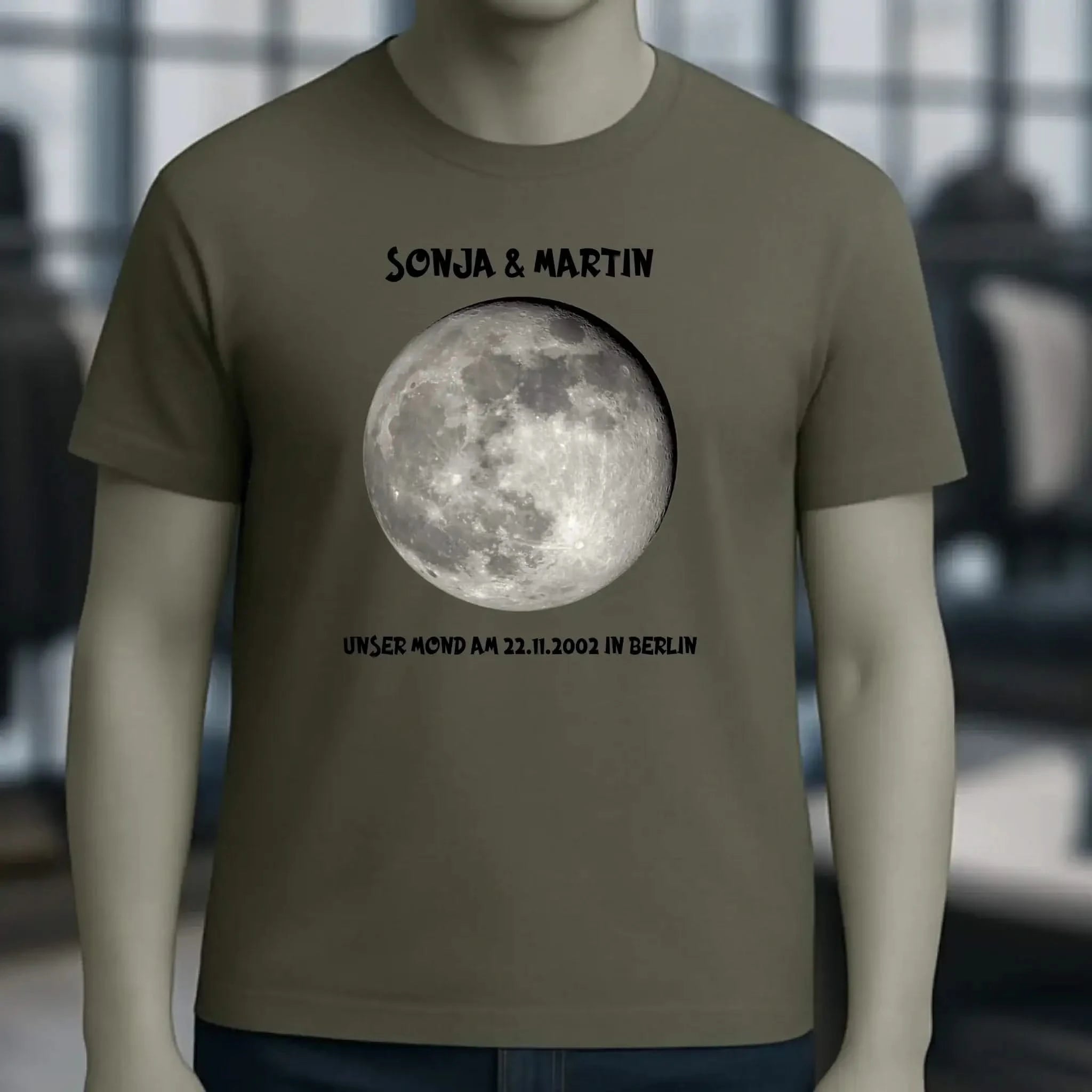 MONDPHASE Blau/Silber/Gold mit Wunschtext • Unisex T-Shirt für Damen & Herren • Bio • personalisiert