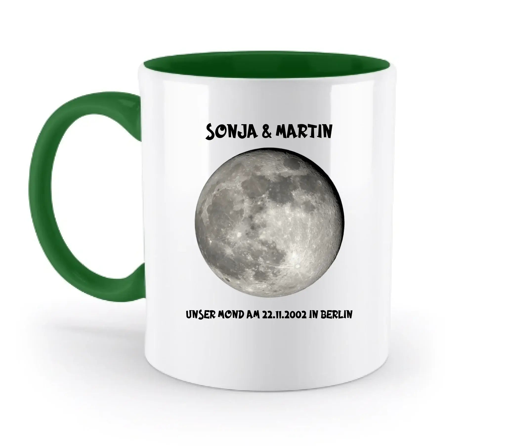 MONDPHASE (Blau/Silber/Gold) mit Wunschtext • zweifarbige Tasse • Exklusivdesign • personalisiert - zweifarbige Tasse