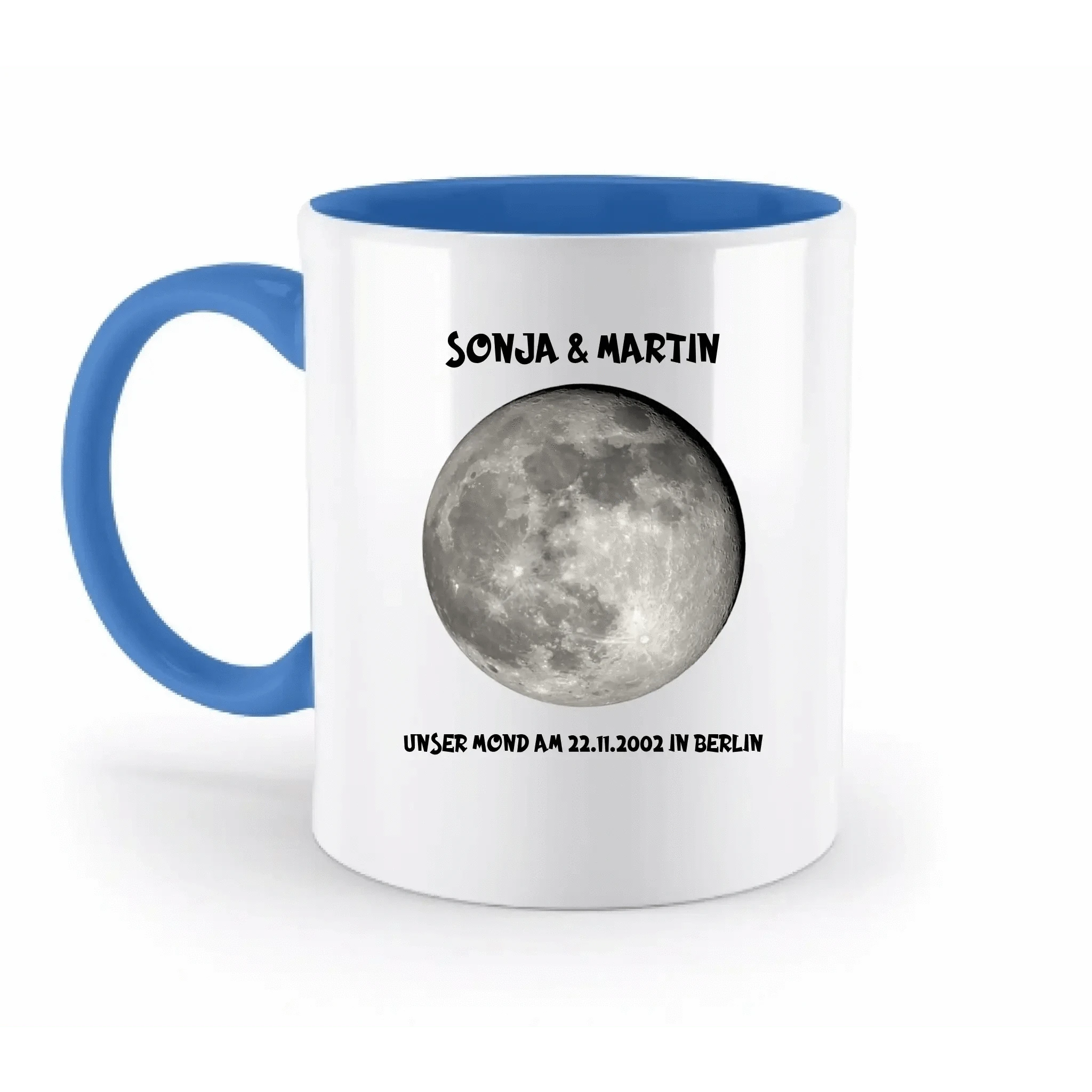 MONDPHASE Blau/Silber/Gold mit Wunschtext • zweifarbige Tasse • Exklusivdesign • personalisiert