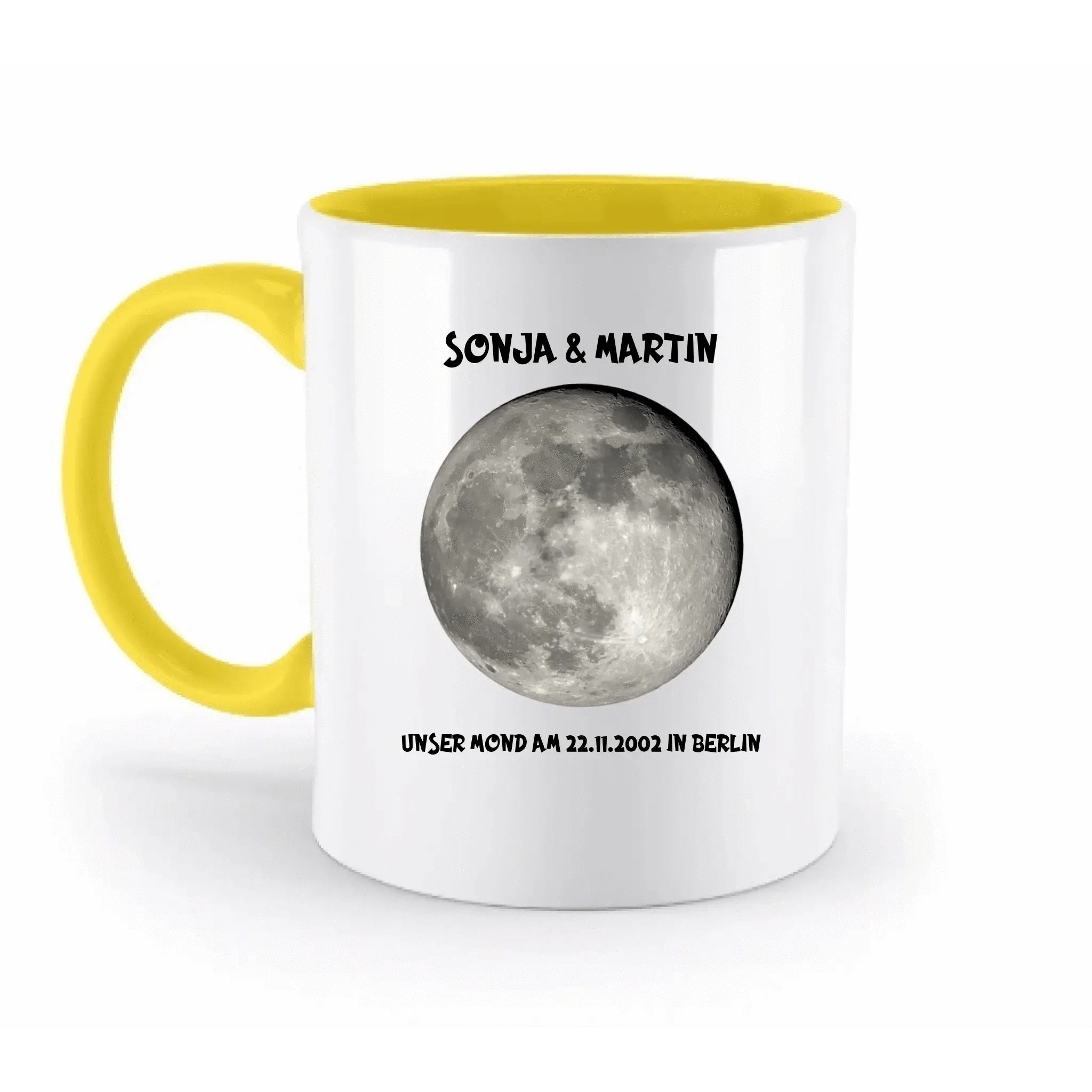 MONDPHASE Blau/Silber/Gold mit Wunschtext • zweifarbige Tasse • Exklusivdesign • personalisiert
