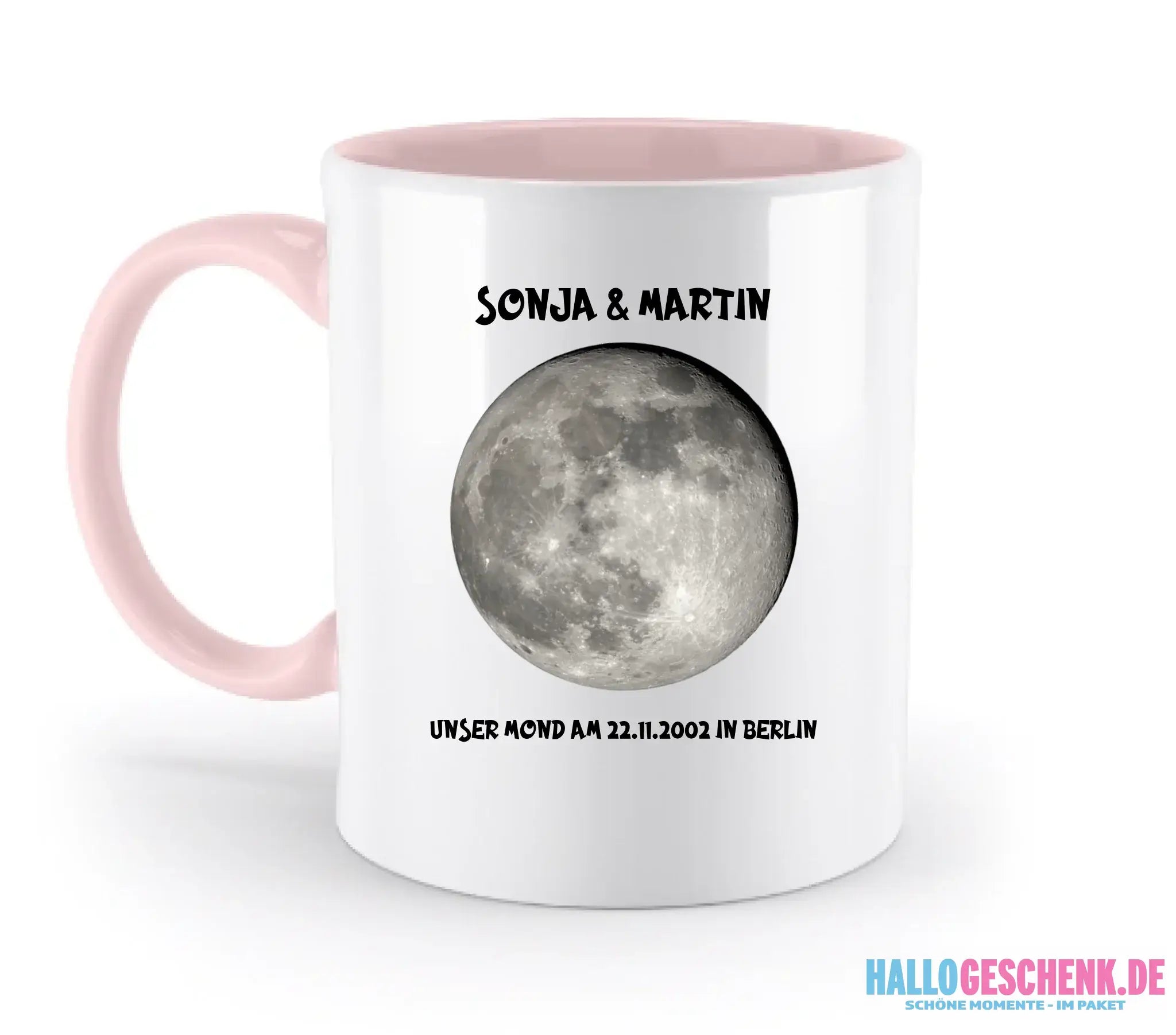 MONDPHASE (Blau/Silber/Gold) mit Wunschtext • zweifarbige Tasse • Exklusivdesign • personalisiert - zweifarbige Tasse