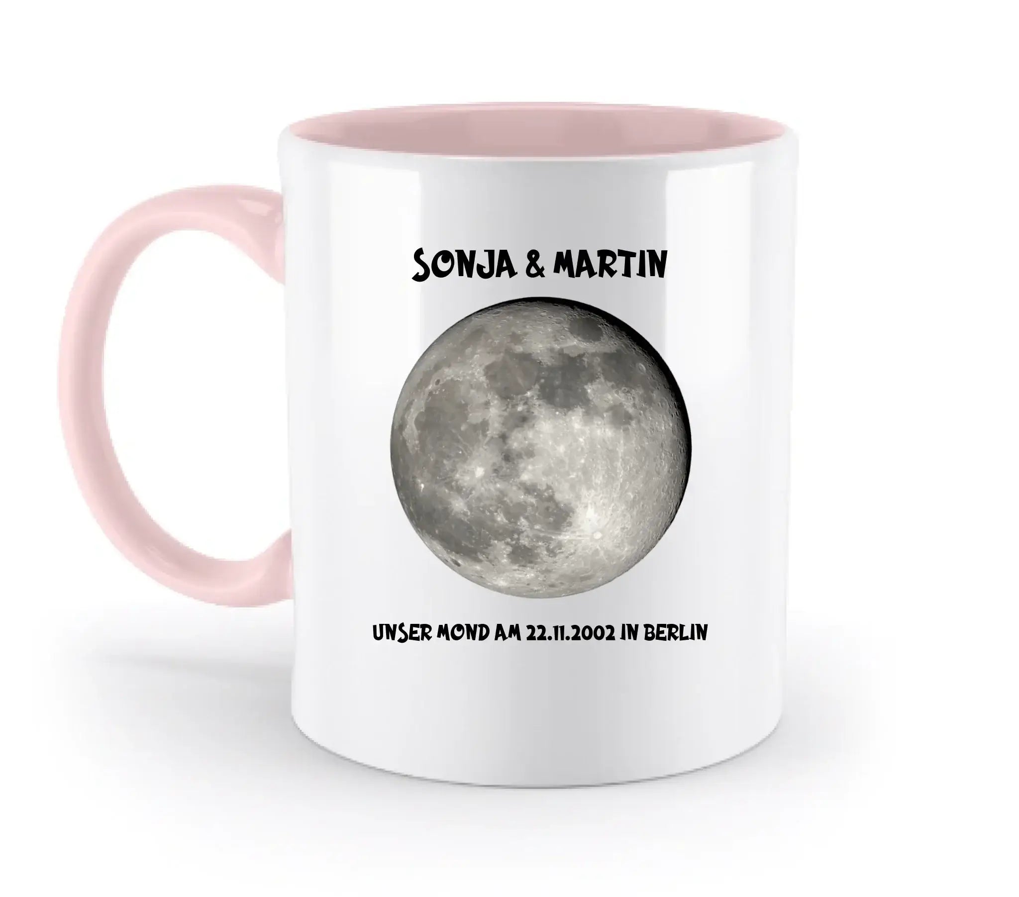 MONDPHASE (Blau/Silber/Gold) mit Wunschtext • zweifarbige Tasse • Exklusivdesign • personalisiert - zweifarbige Tasse
