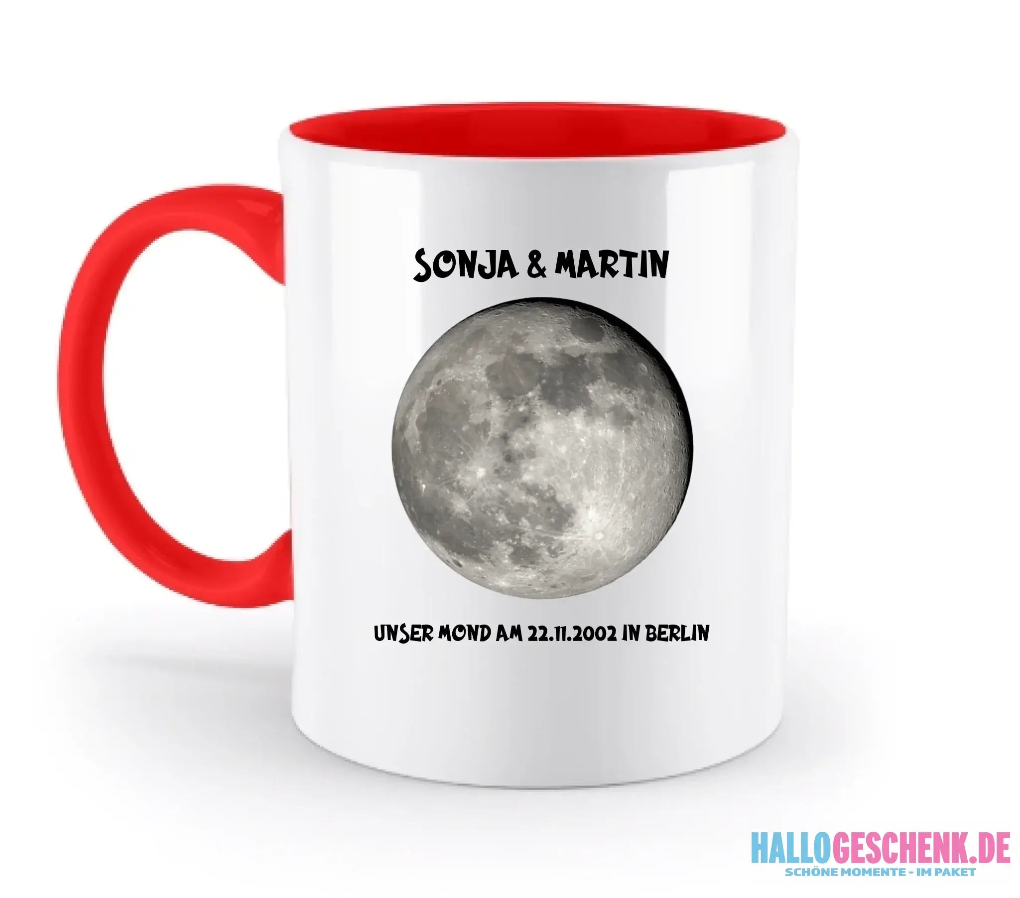 MONDPHASE (Blau/Silber/Gold) mit Wunschtext • zweifarbige Tasse • Exklusivdesign • personalisiert - zweifarbige Tasse