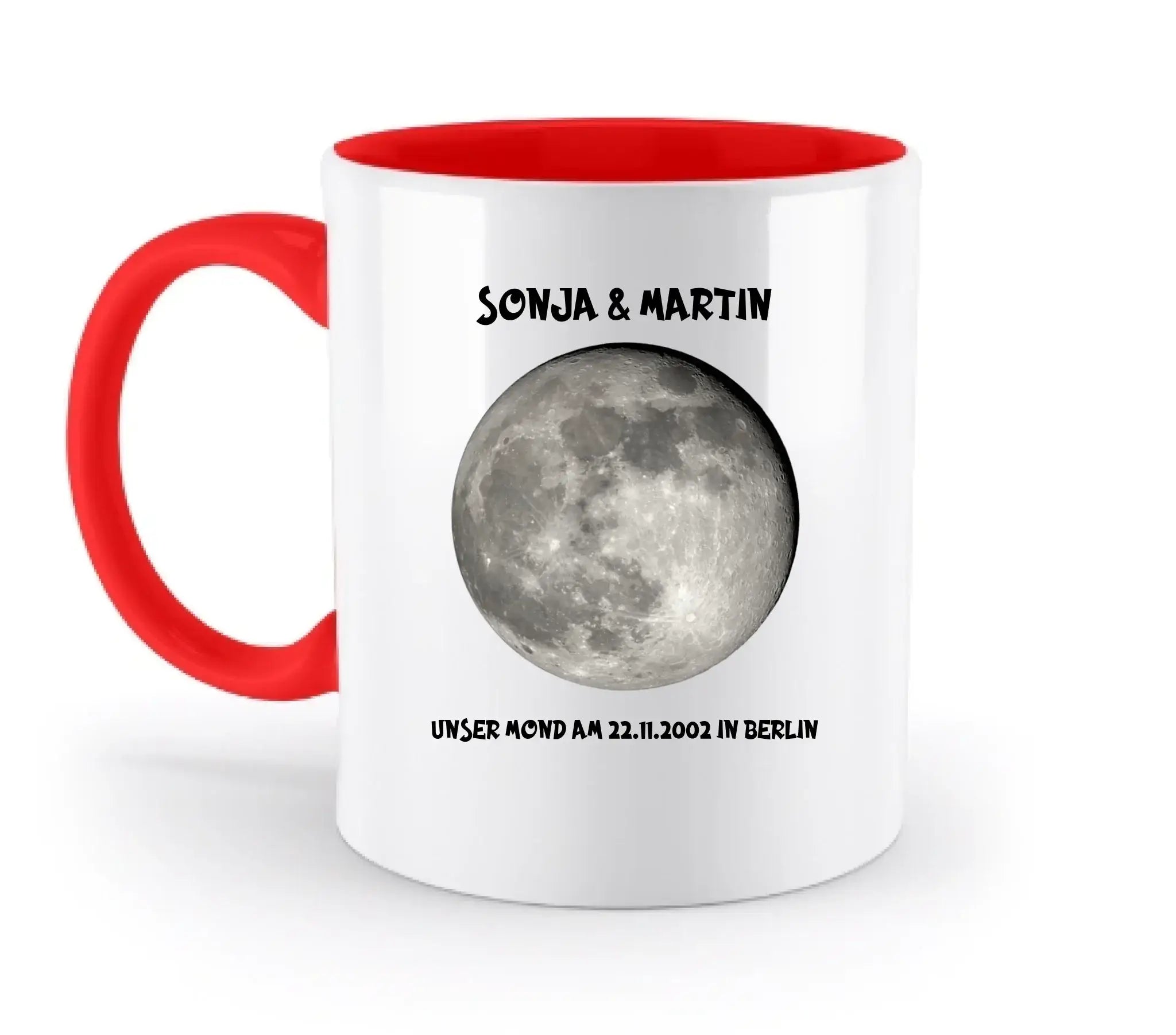 MONDPHASE (Blau/Silber/Gold) mit Wunschtext • zweifarbige Tasse • Exklusivdesign • personalisiert - zweifarbige Tasse