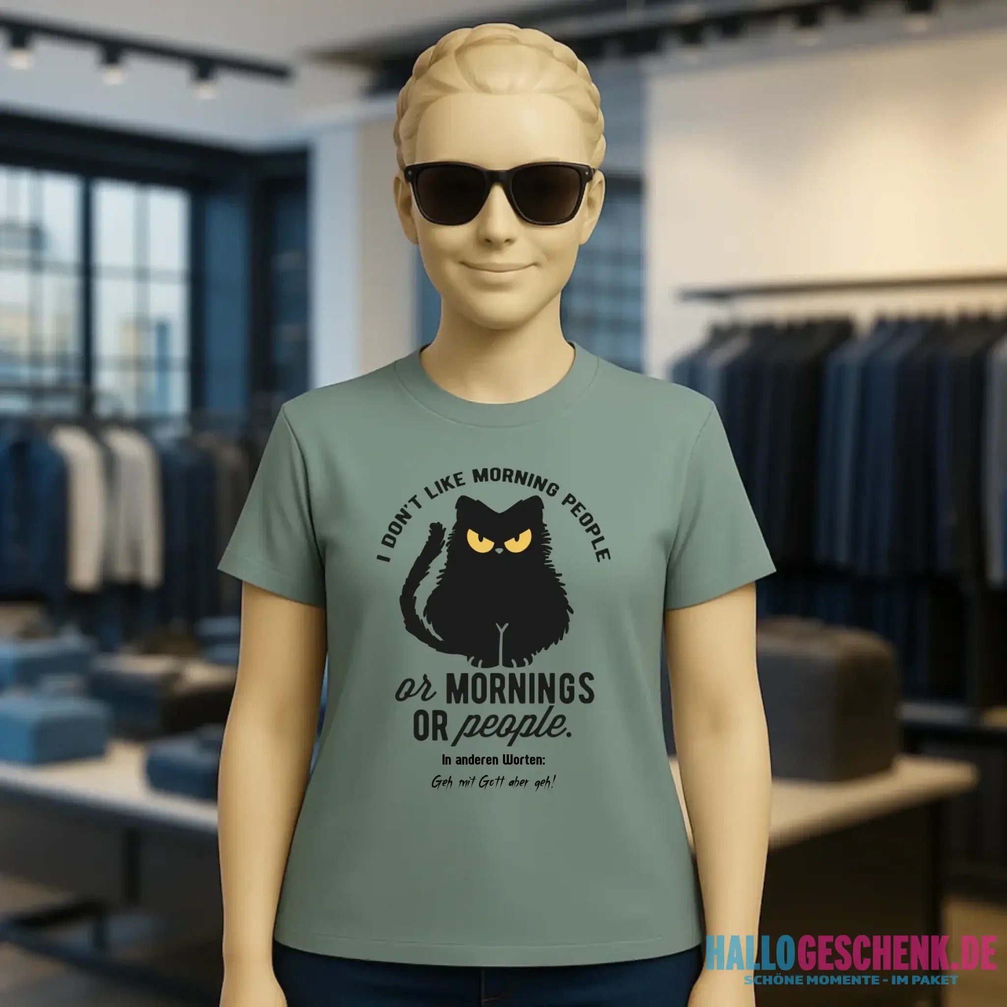 MORNING PEOPLE CAT • Katze • Ladies Premium T-Shirt XS-2XL aus Bio-Baumwolle für Damen • Exklusivdesign • personalisiert