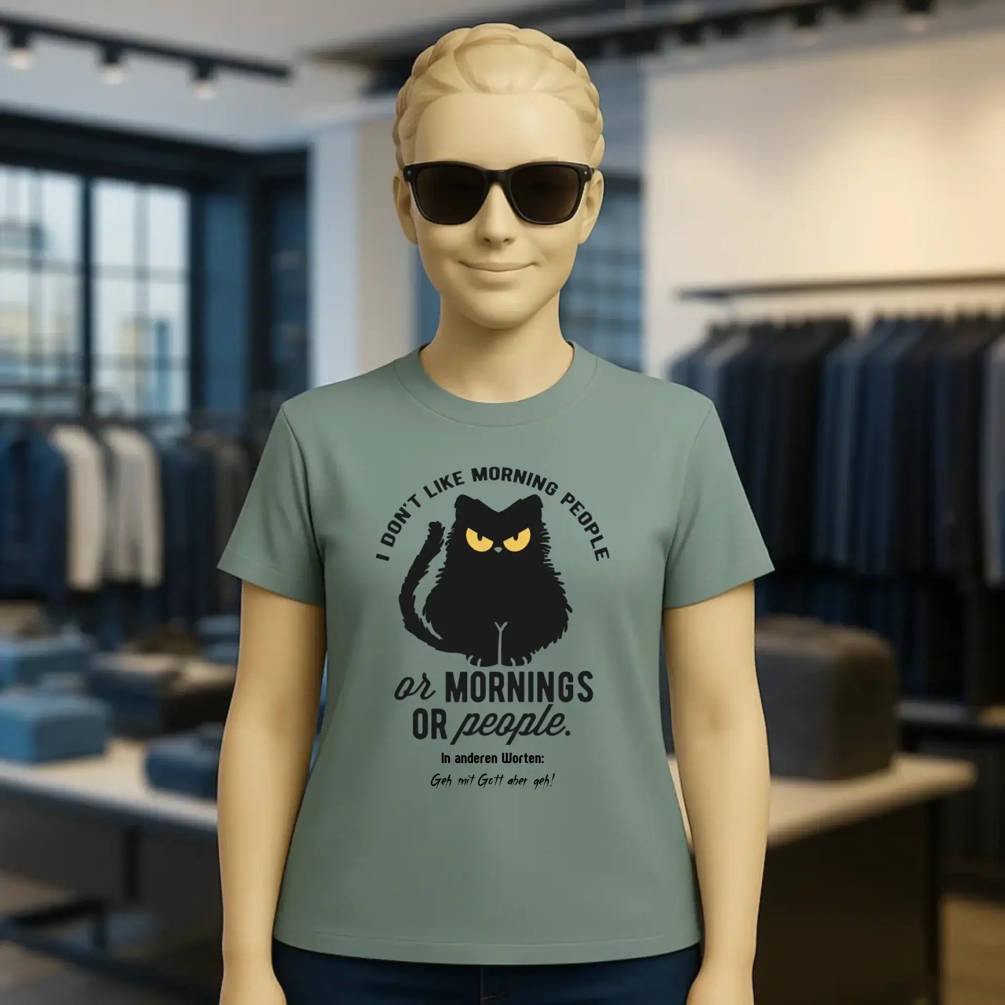 MORNING PEOPLE CAT • Katze • Ladies Premium T-Shirt XS-2XL aus Bio-Baumwolle für Damen • Exklusivdesign • personalisiert