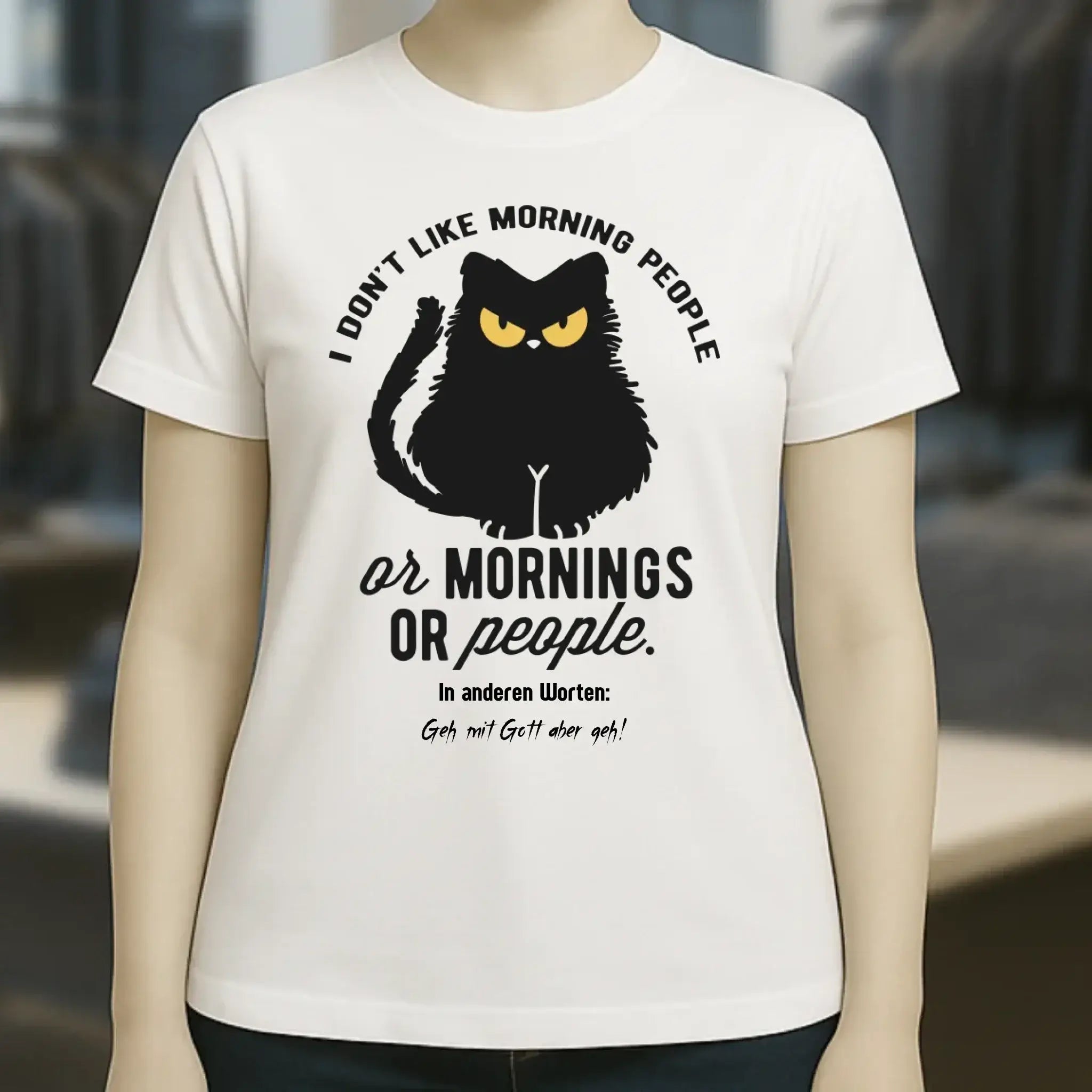 MORNING PEOPLE CAT • Katze • Ladies Premium T-Shirt XS-2XL aus Bio-Baumwolle für Damen • Exklusivdesign • personalisiert