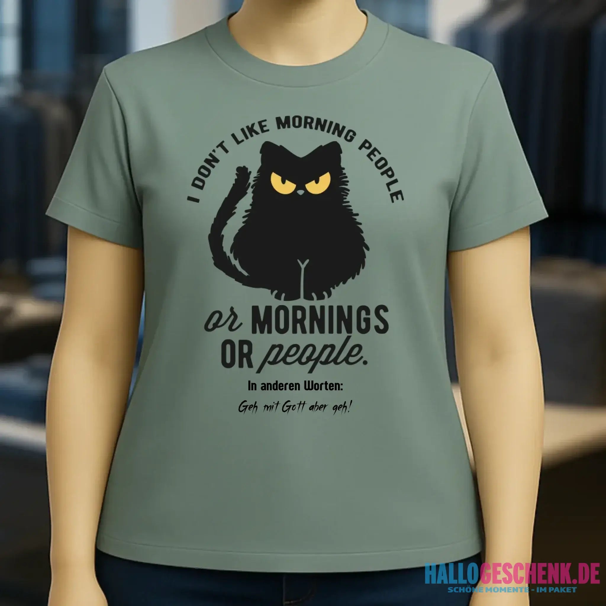 MORNING PEOPLE CAT • Katze • Ladies Premium T-Shirt XS-2XL aus Bio-Baumwolle für Damen • Exklusivdesign • personalisiert