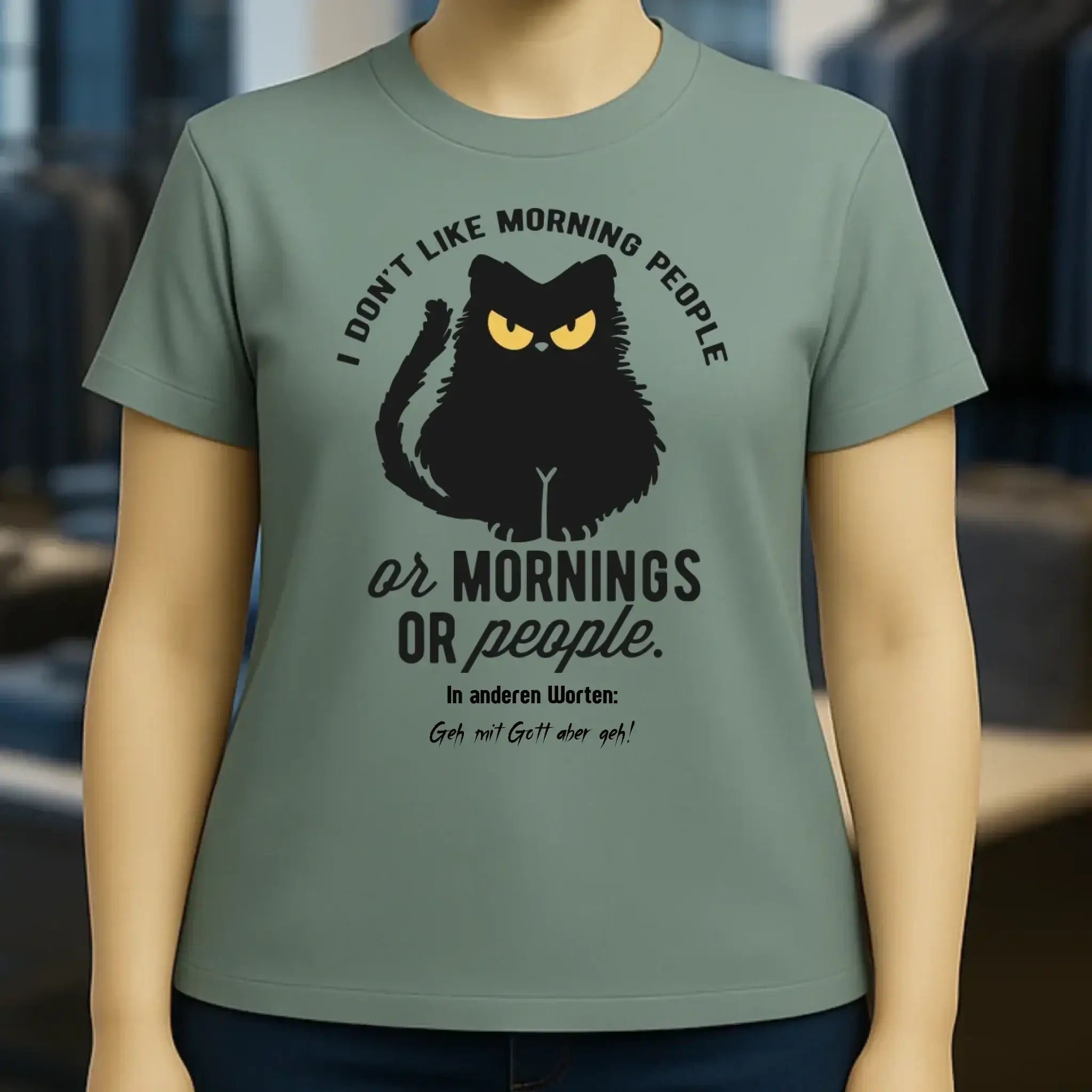 MORNING PEOPLE CAT • Katze • Ladies Premium T-Shirt XS-2XL aus Bio-Baumwolle für Damen • Exklusivdesign • personalisiert
