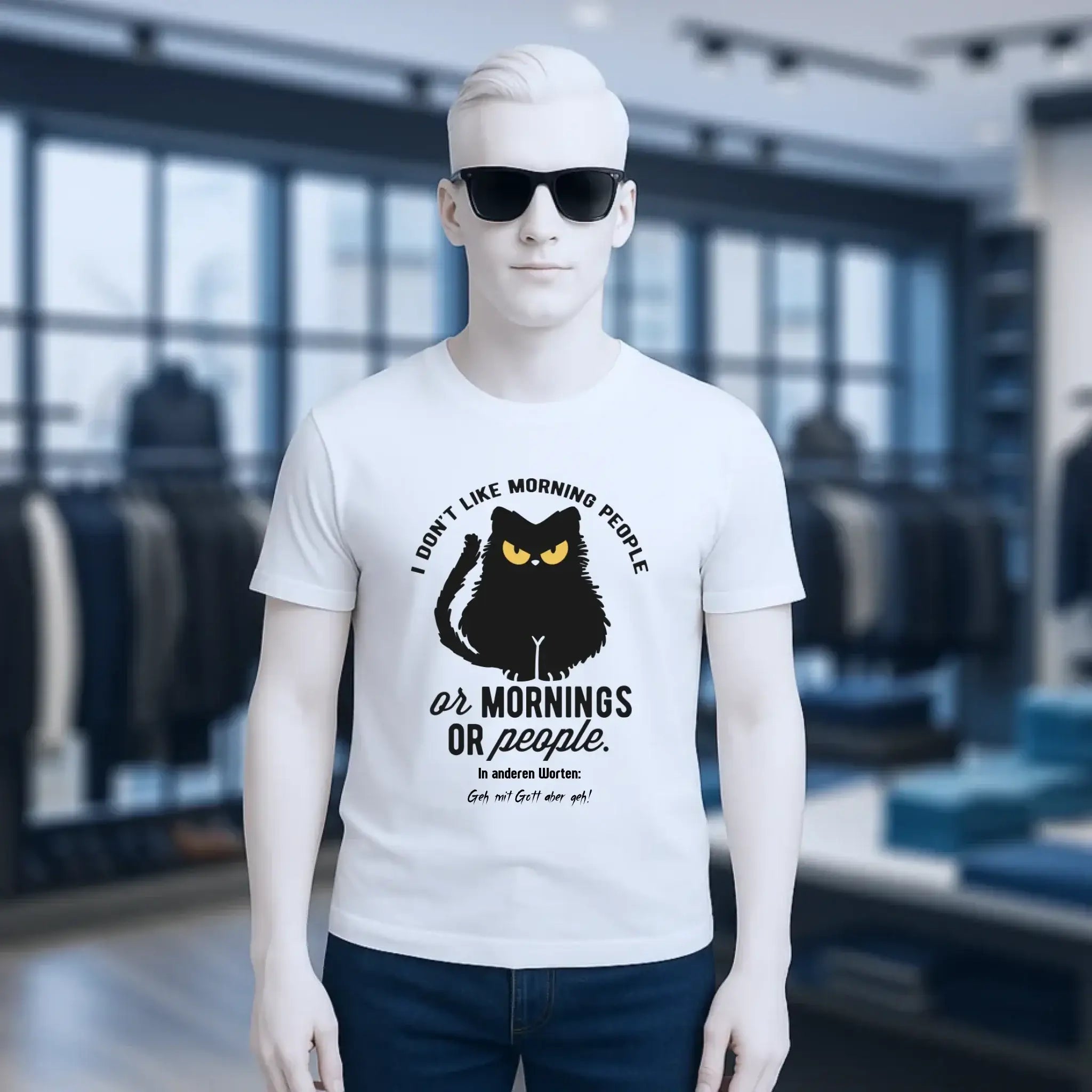 MORNING PEOPLE CAT • Katze • Unisex Premium T-Shirt XS-5XL aus Bio-Baumwolle für Damen & Herren • Exklusivdesign • personalisiert