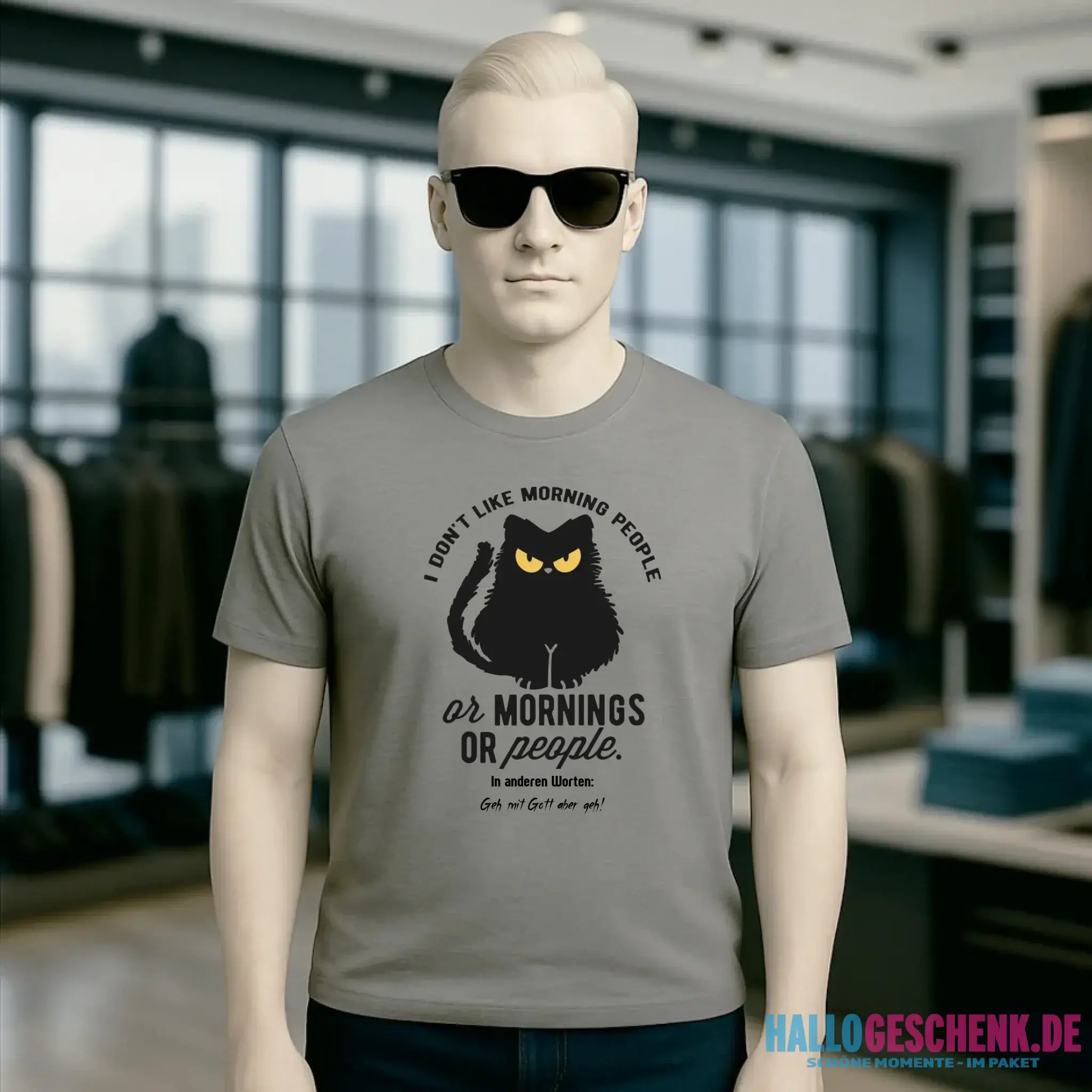 MORNING PEOPLE CAT • Katze • Unisex Premium T-Shirt XS-5XL aus Bio-Baumwolle für Damen & Herren • Exklusivdesign • personalisiert