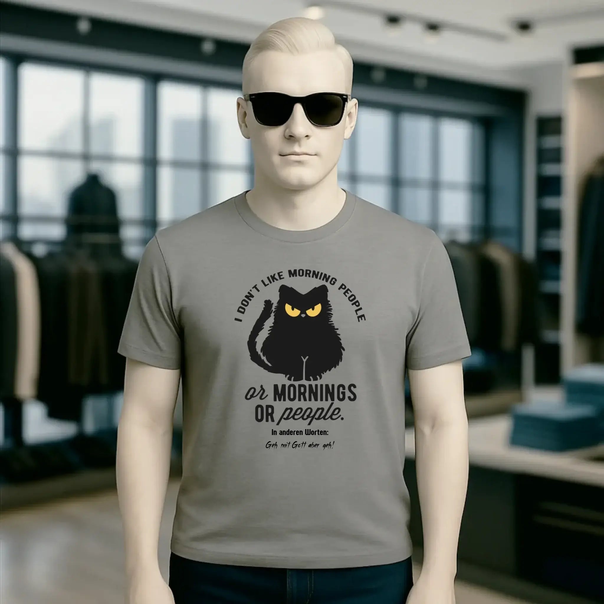 MORNING PEOPLE CAT • Katze • Unisex Premium T-Shirt XS-5XL aus Bio-Baumwolle für Damen & Herren • Exklusivdesign • personalisiert